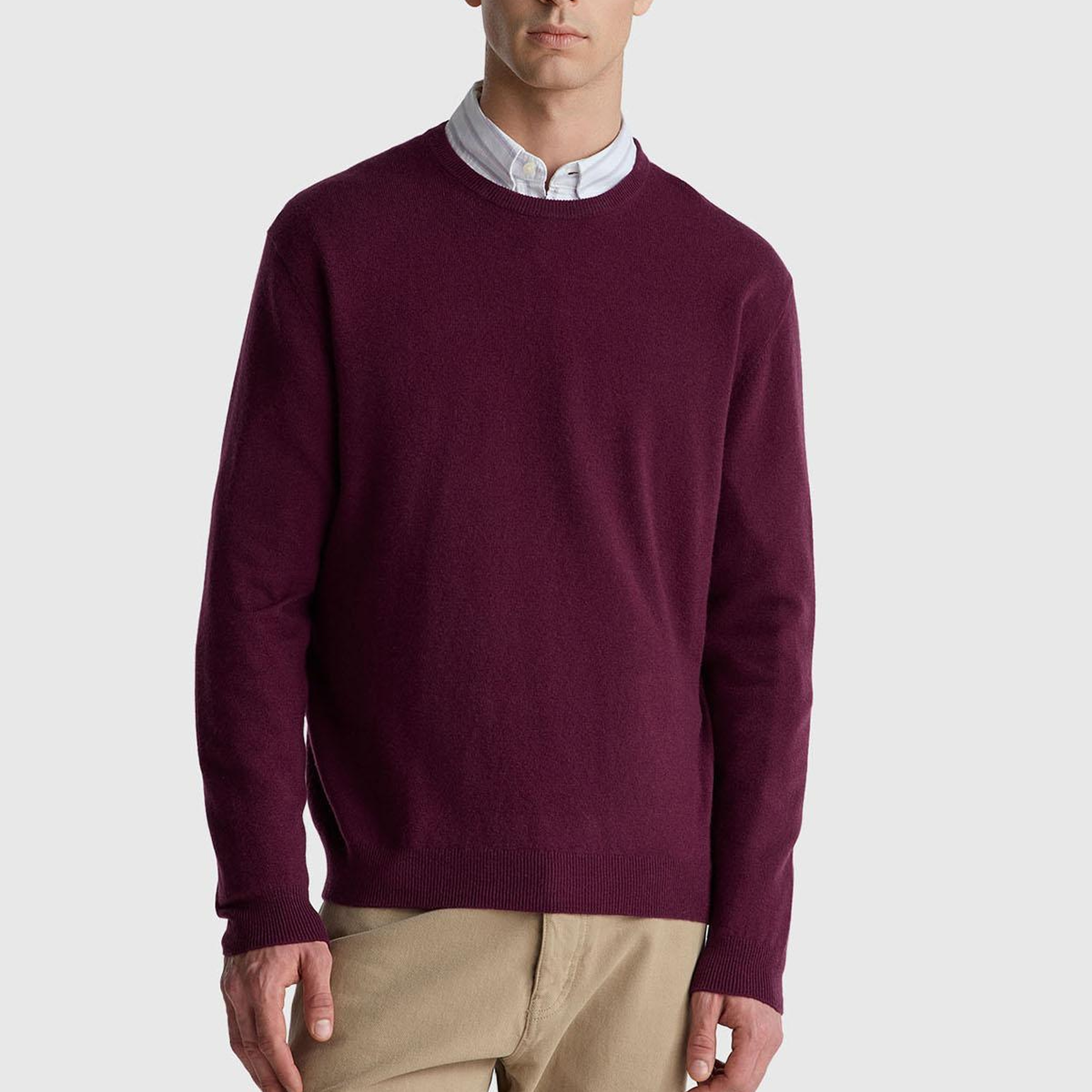 Erkek Mürdüm %100 Merino Bisiklet Yaka  Kazak