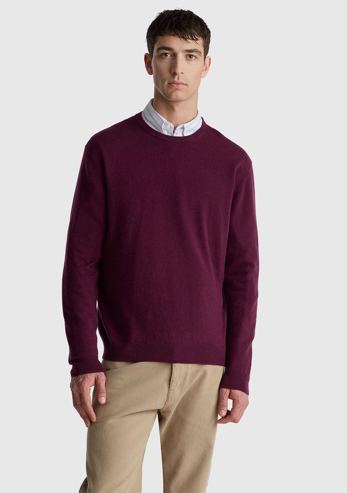 Erkek Mürdüm %100 Merino Bisiklet Yaka  Kazak