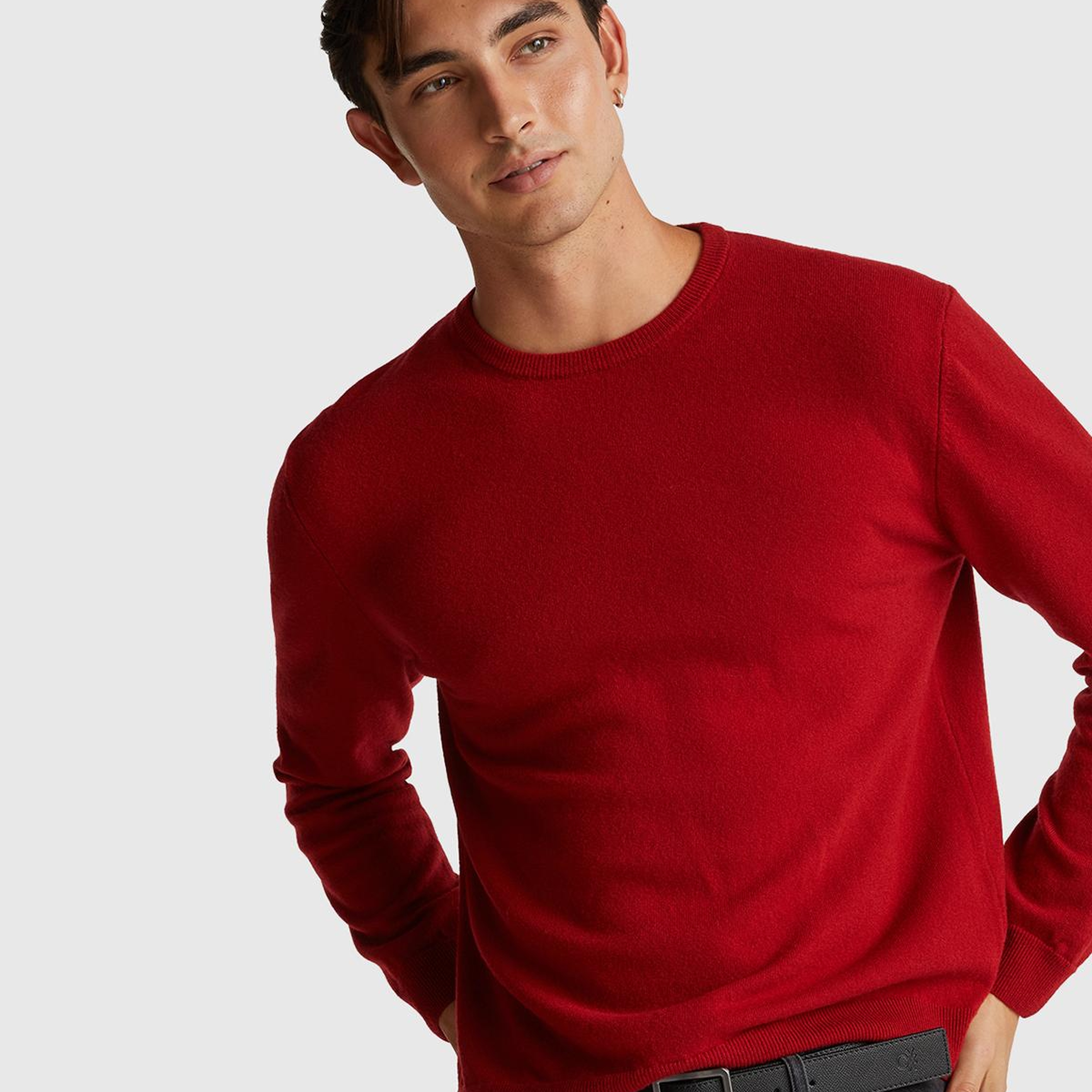 Erkek Bordo %100 Merino Bisiklet Yaka  Kazak