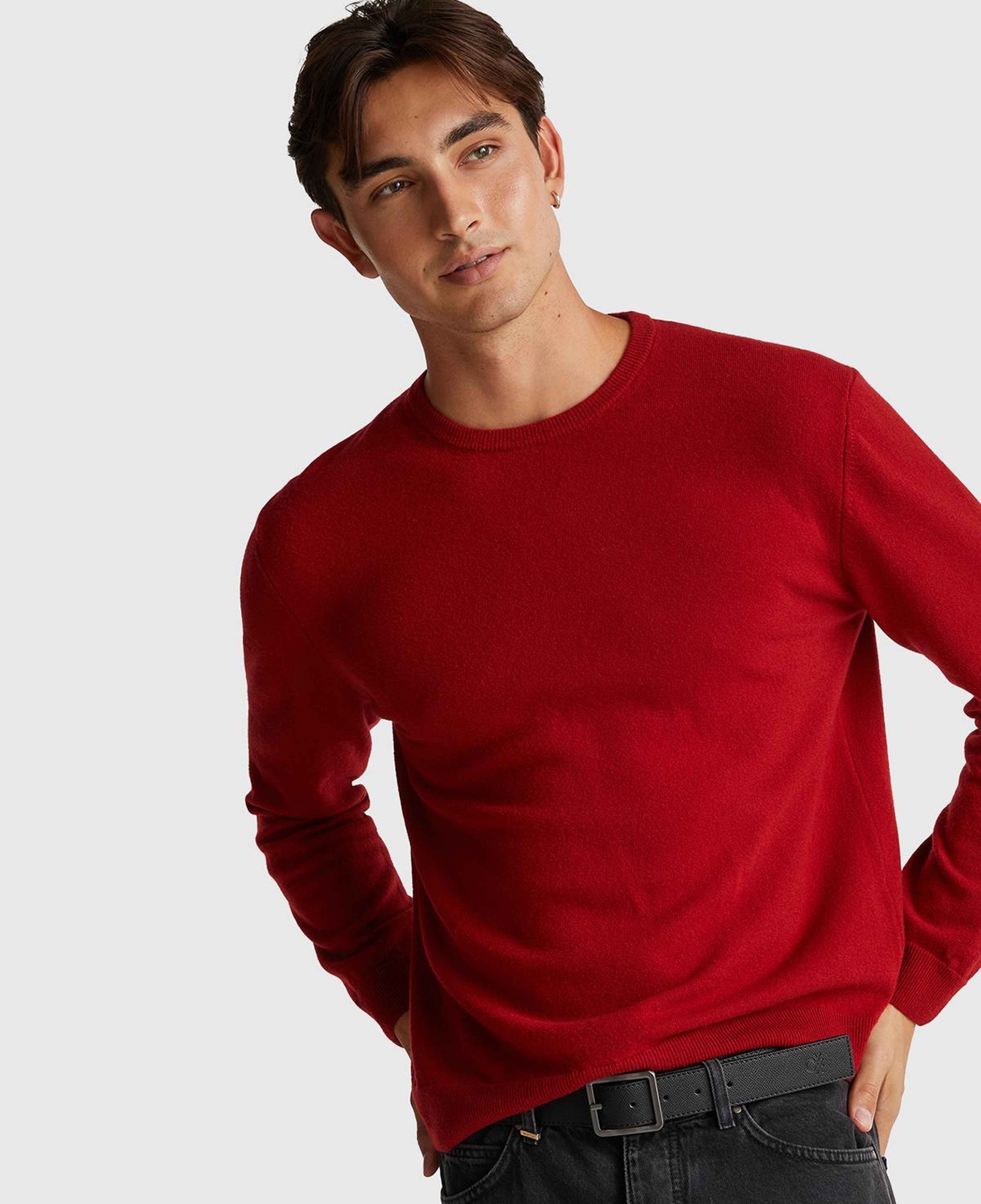 Erkek Bordo %100 Merino Bisiklet Yaka  Kazak