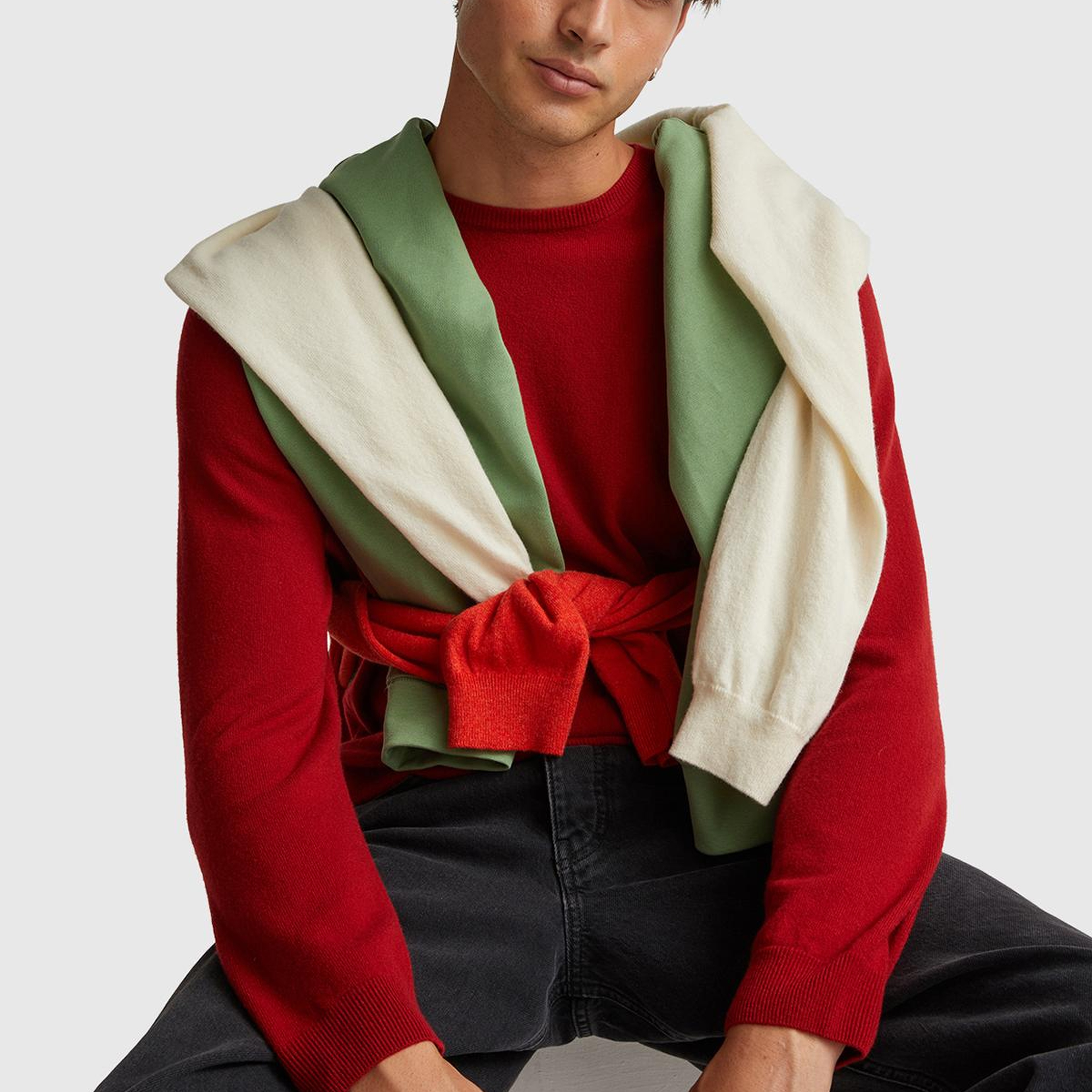 Erkek Bordo %100 Merino Bisiklet Yaka  Kazak