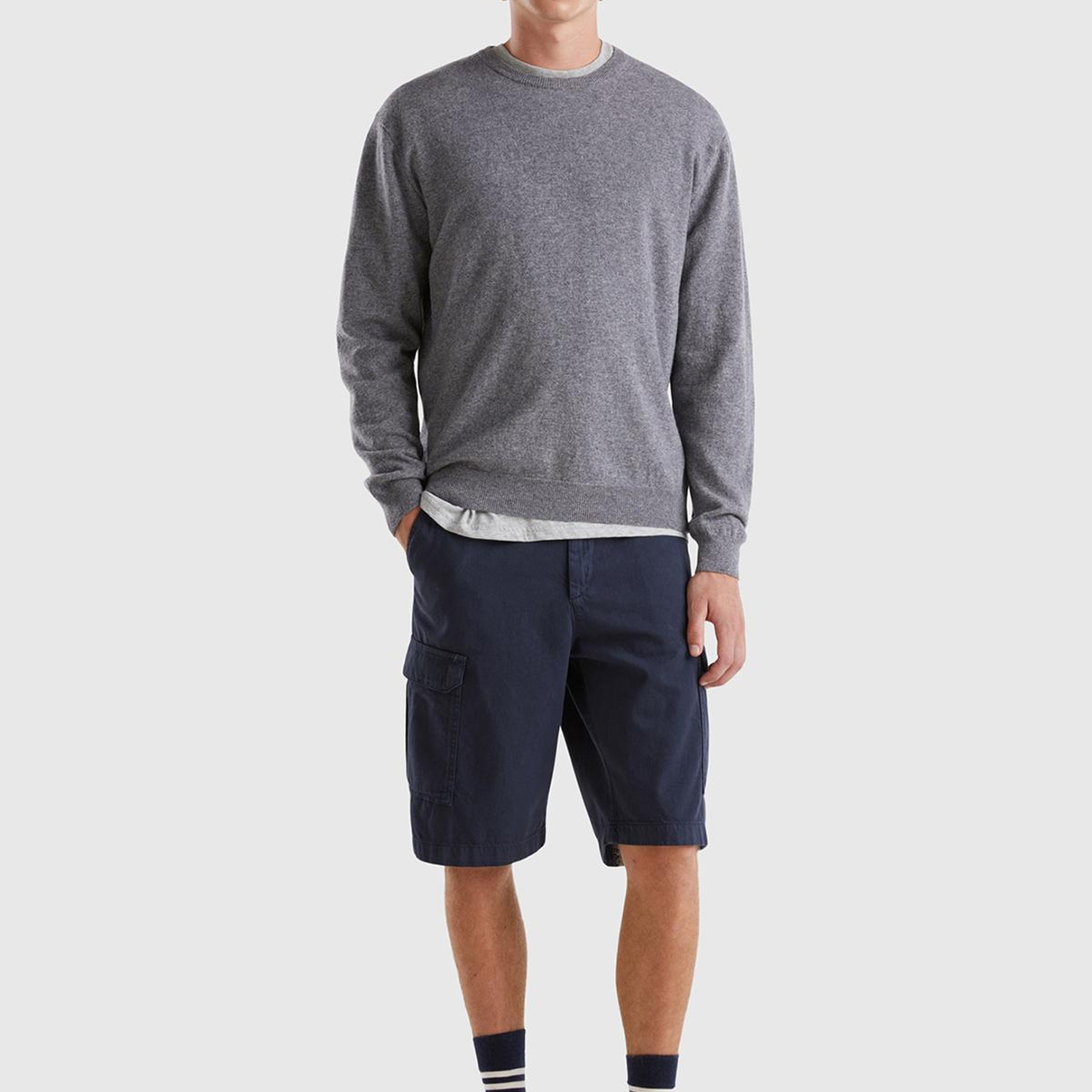 Erkek Antrasit Melanj %100 Merino Bisiklet Yaka  Kazak