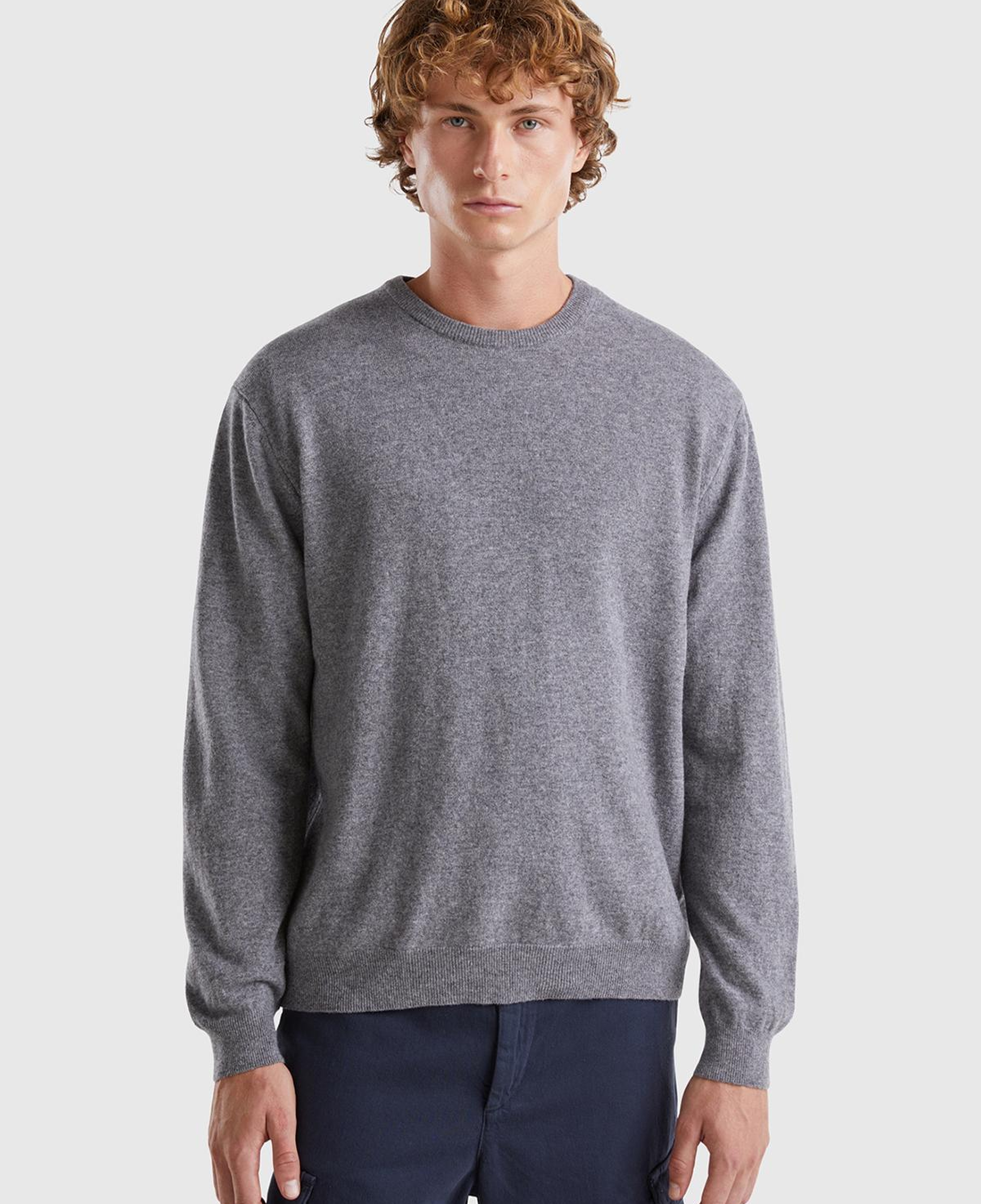 Erkek Antrasit Melanj %100 Merino Bisiklet Yaka  Kazak