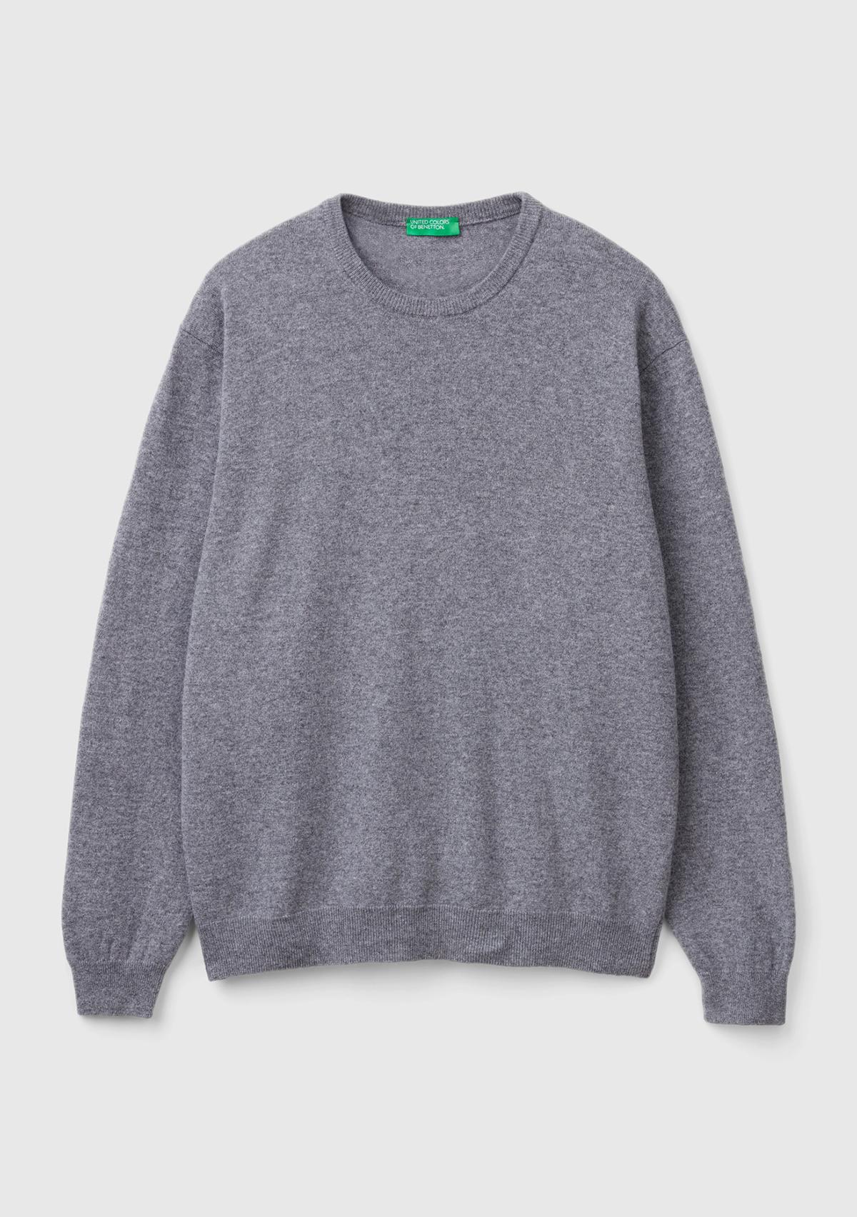 Erkek Antrasit Melanj %100 Merino Bisiklet Yaka  Kazak