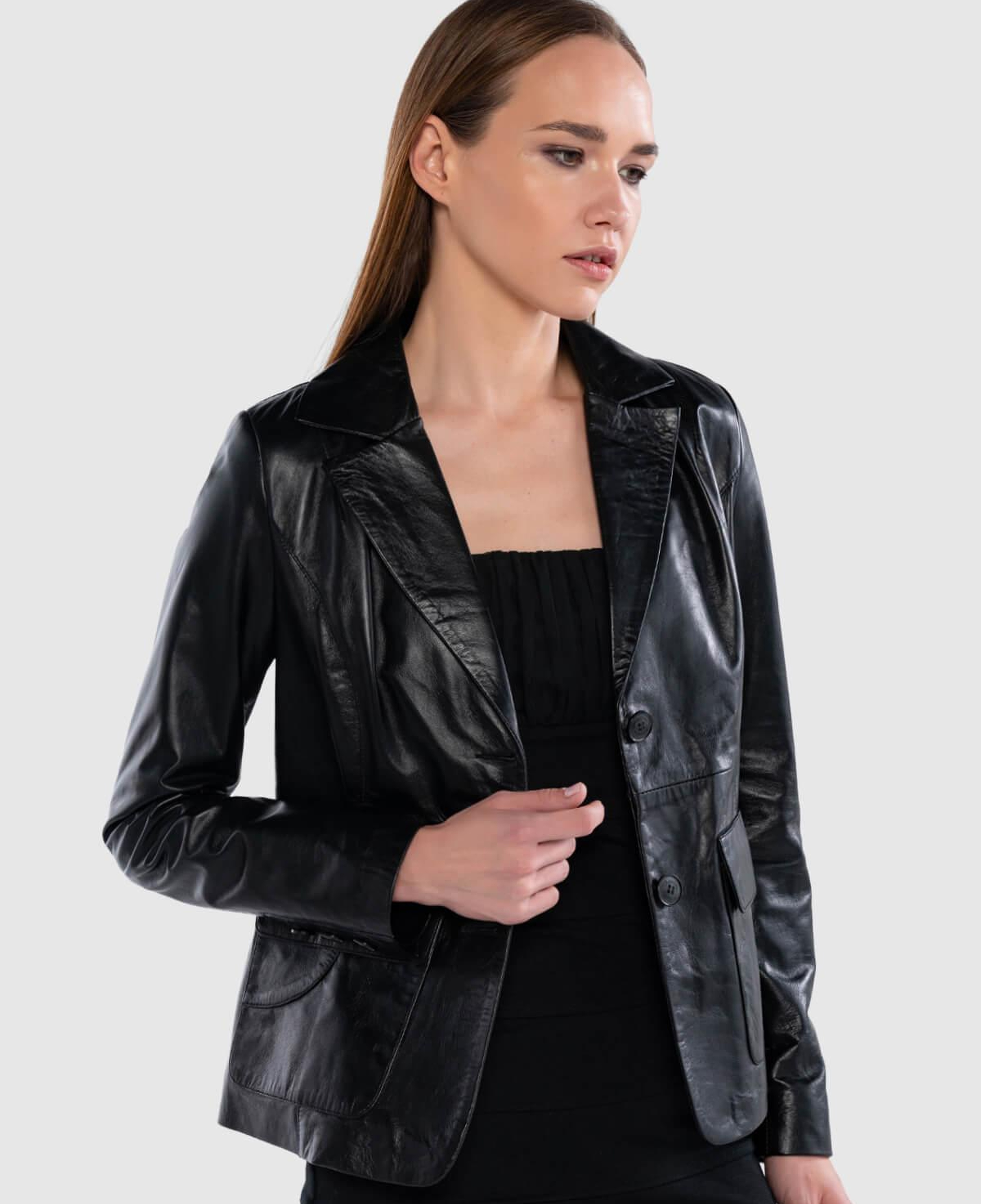 Tamer Tanca Kadın Hakiki Deri Siyah Deri Mont