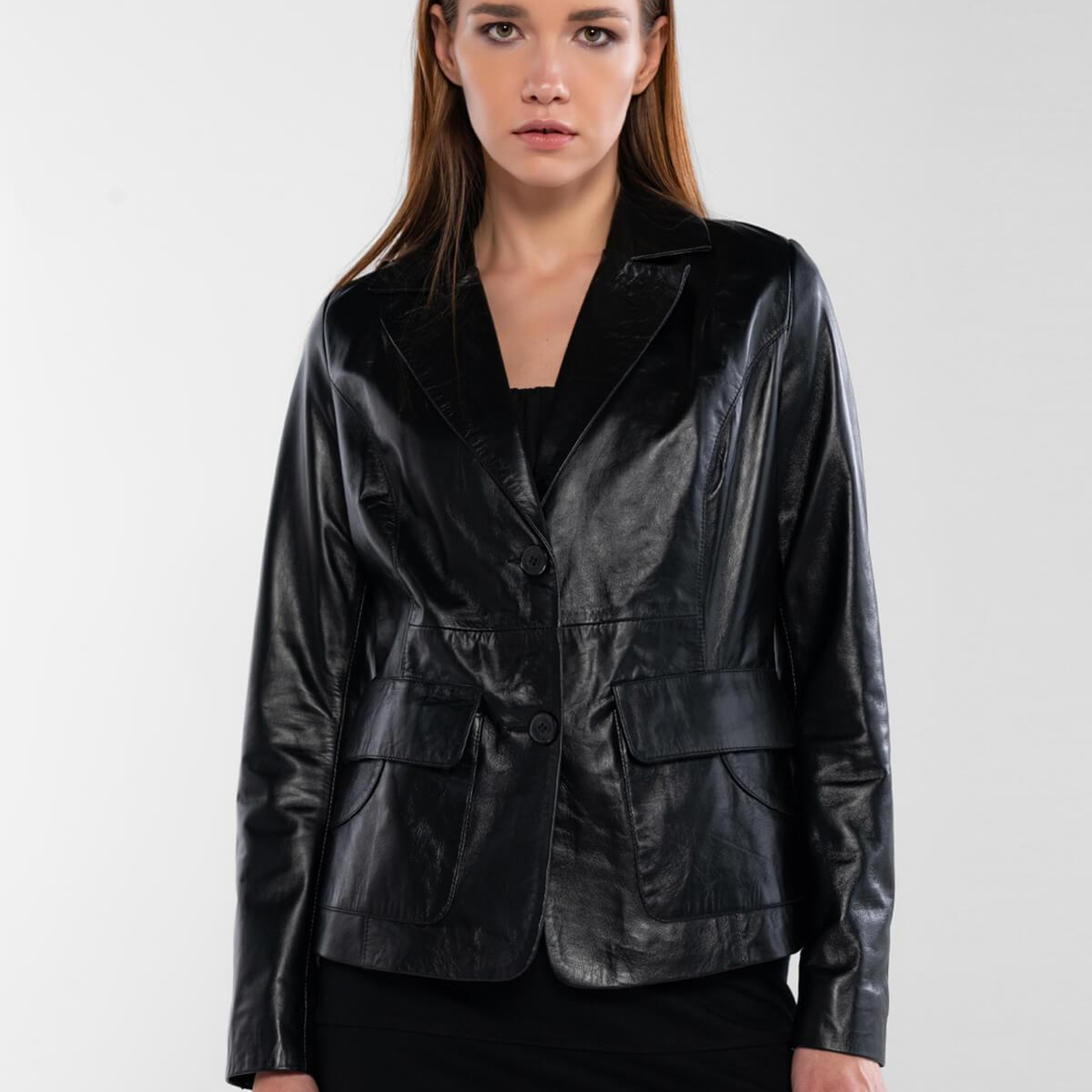 Tamer Tanca Kadın Hakiki Deri Siyah Deri Mont