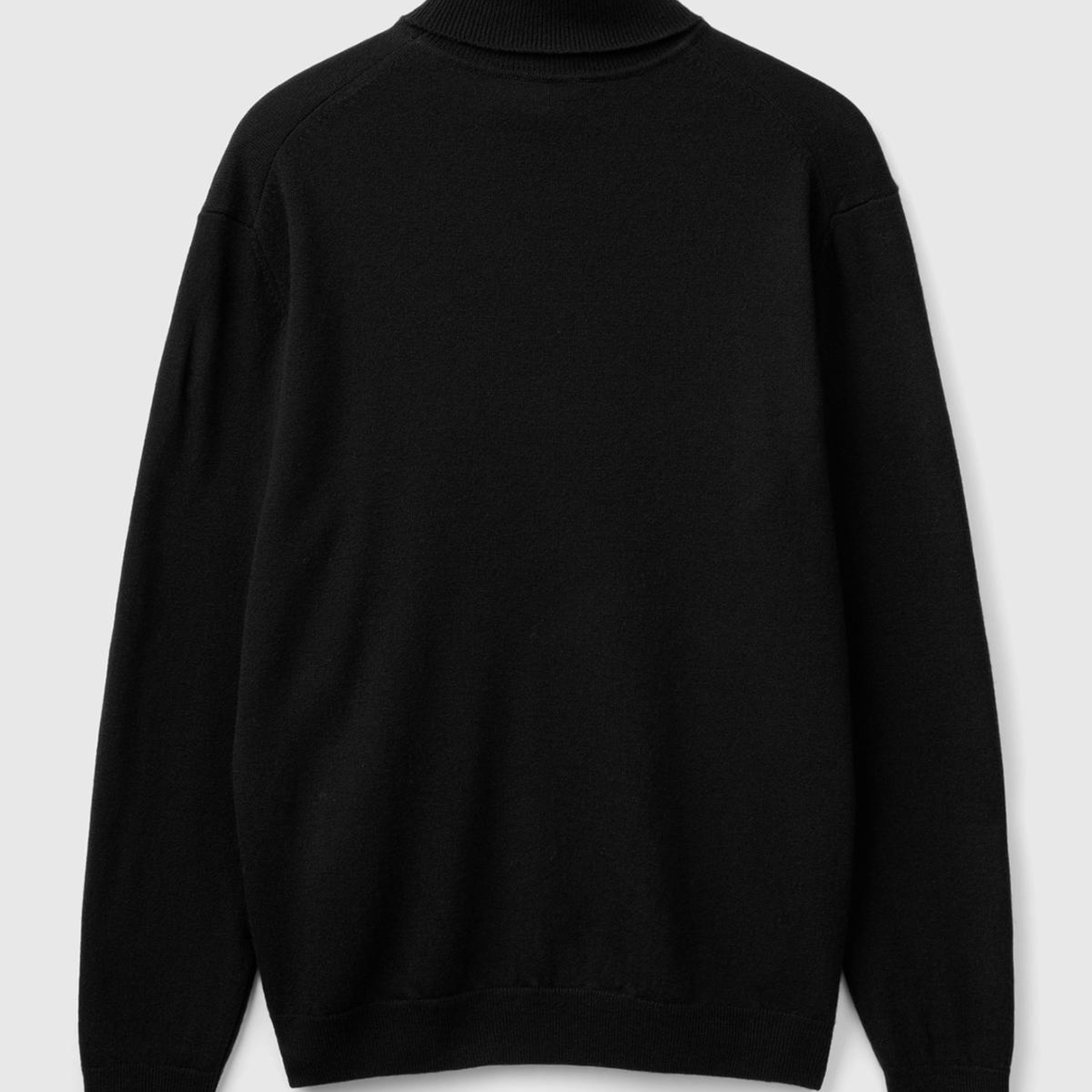 Erkek Siyah %100 Merino Boğazlı  Kazak