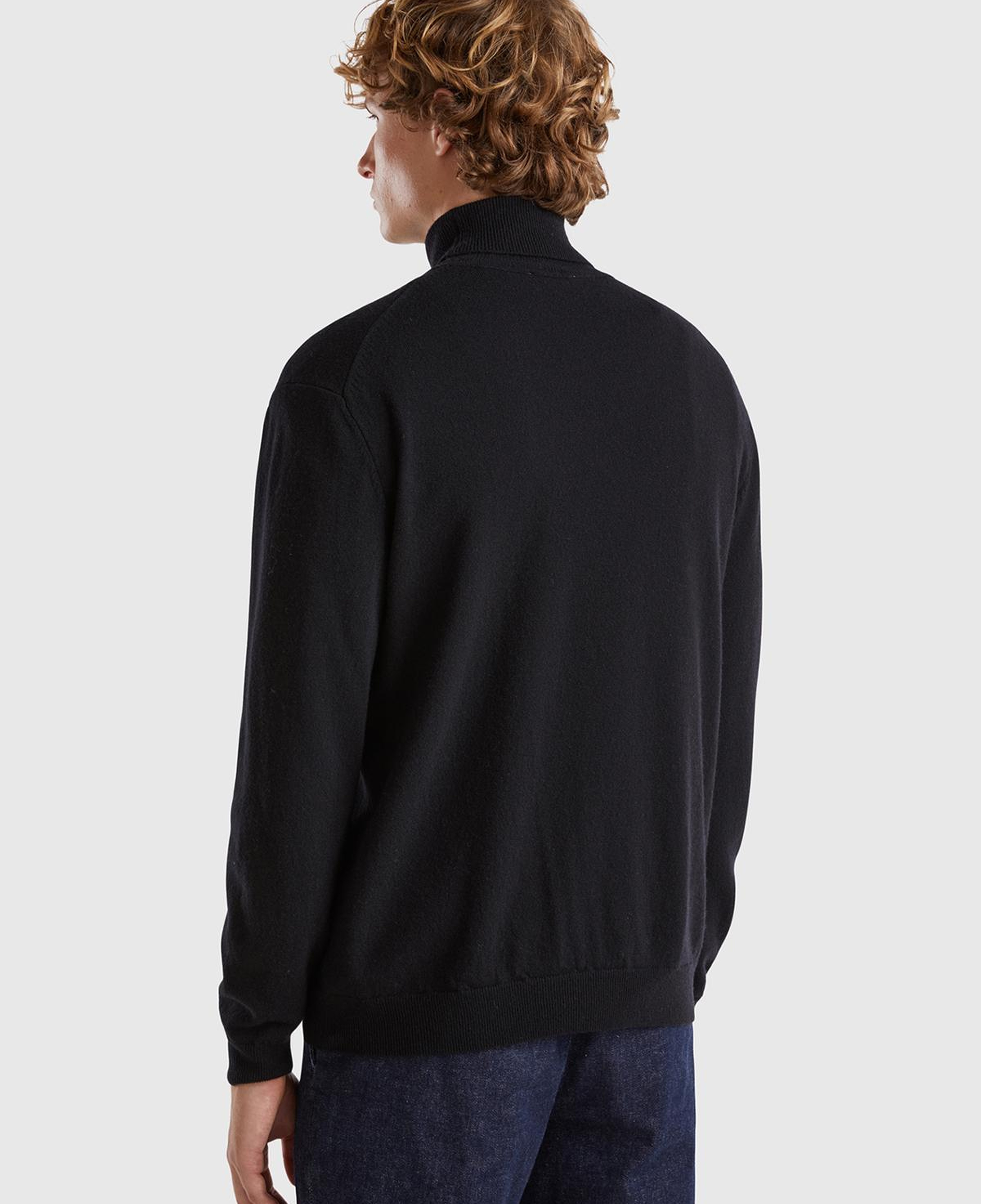 Erkek Siyah %100 Merino Boğazlı  Kazak