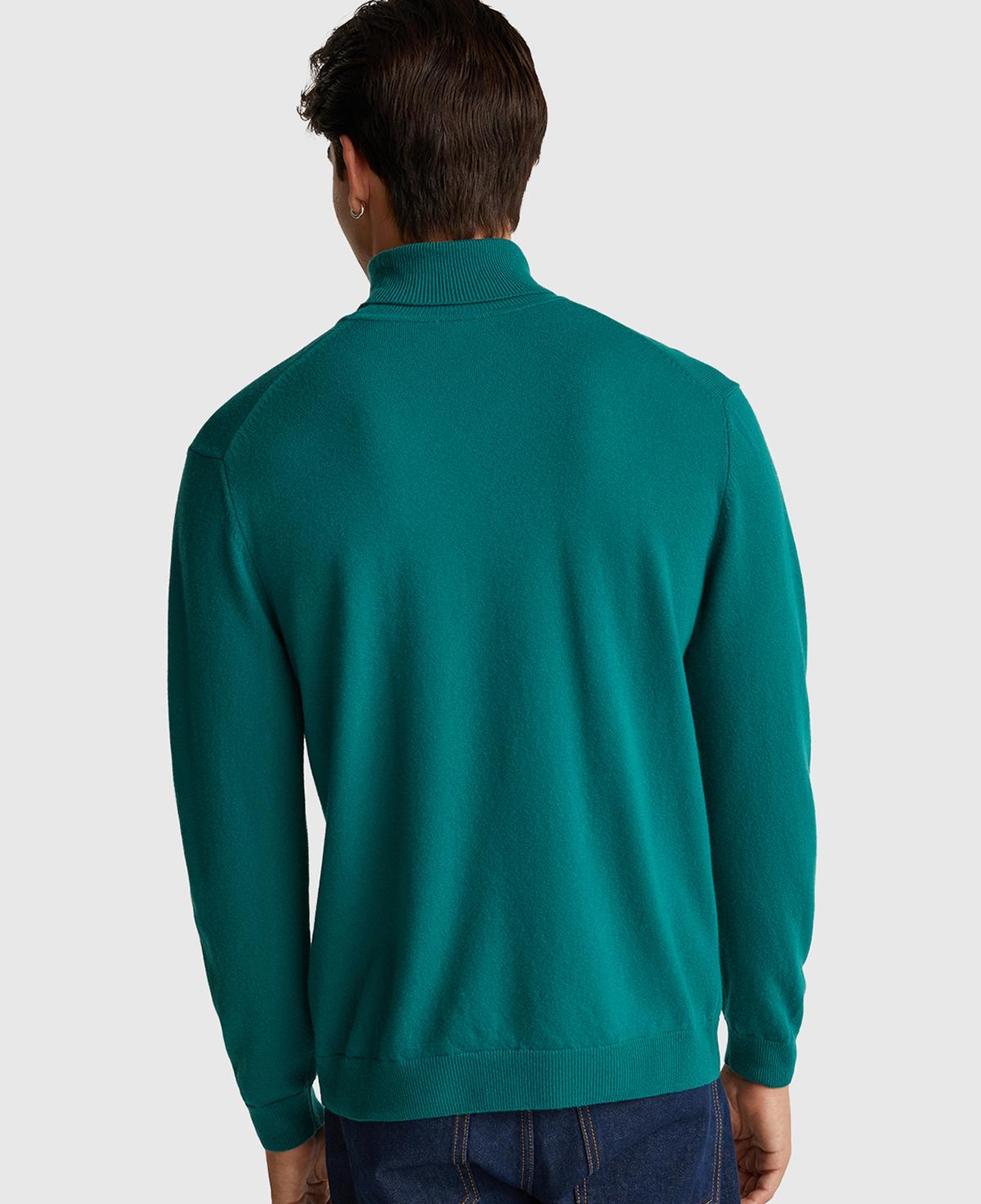 Erkek Yeşil %100 Merino Boğazlı Kazak