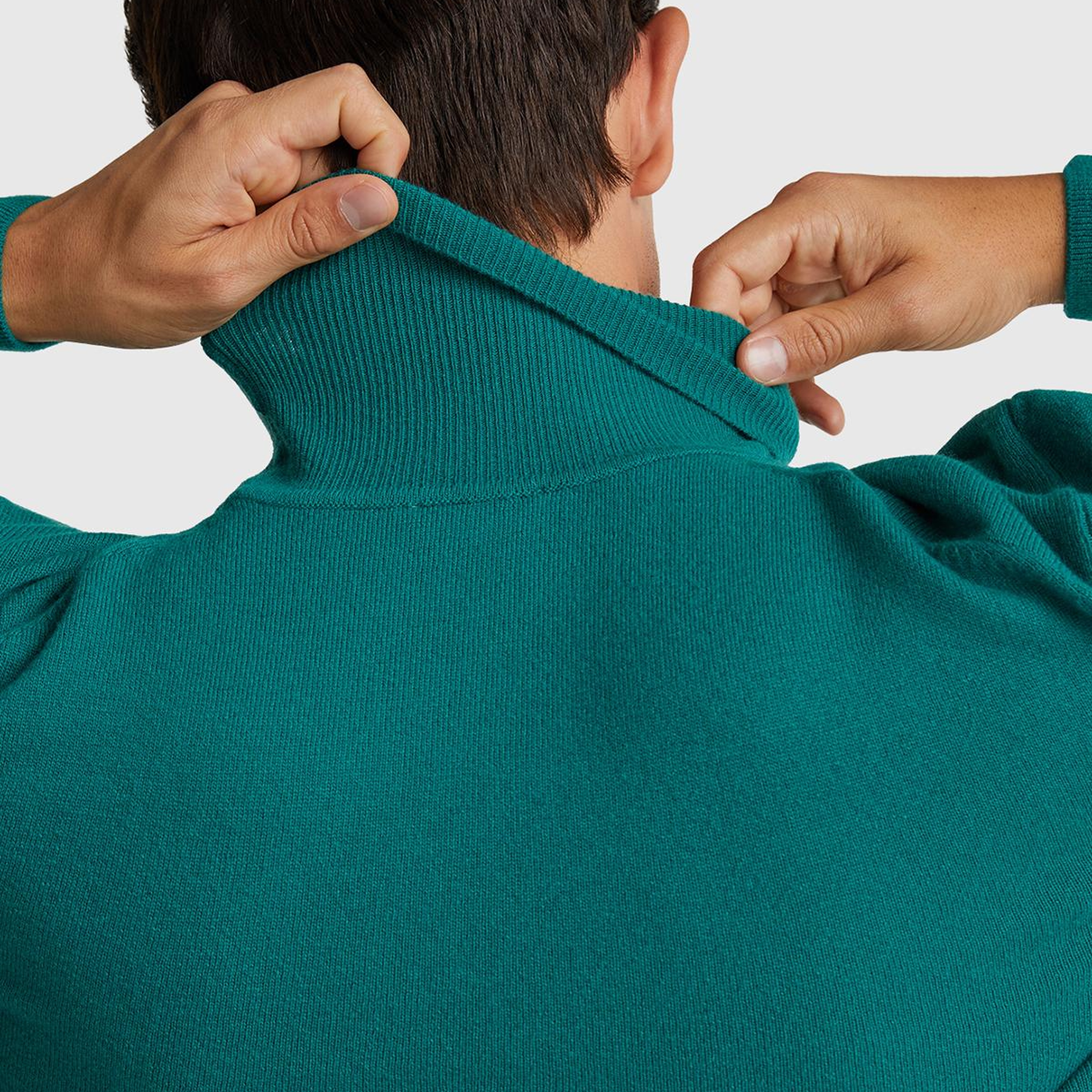 Erkek Yeşil %100 Merino Boğazlı  Kazak