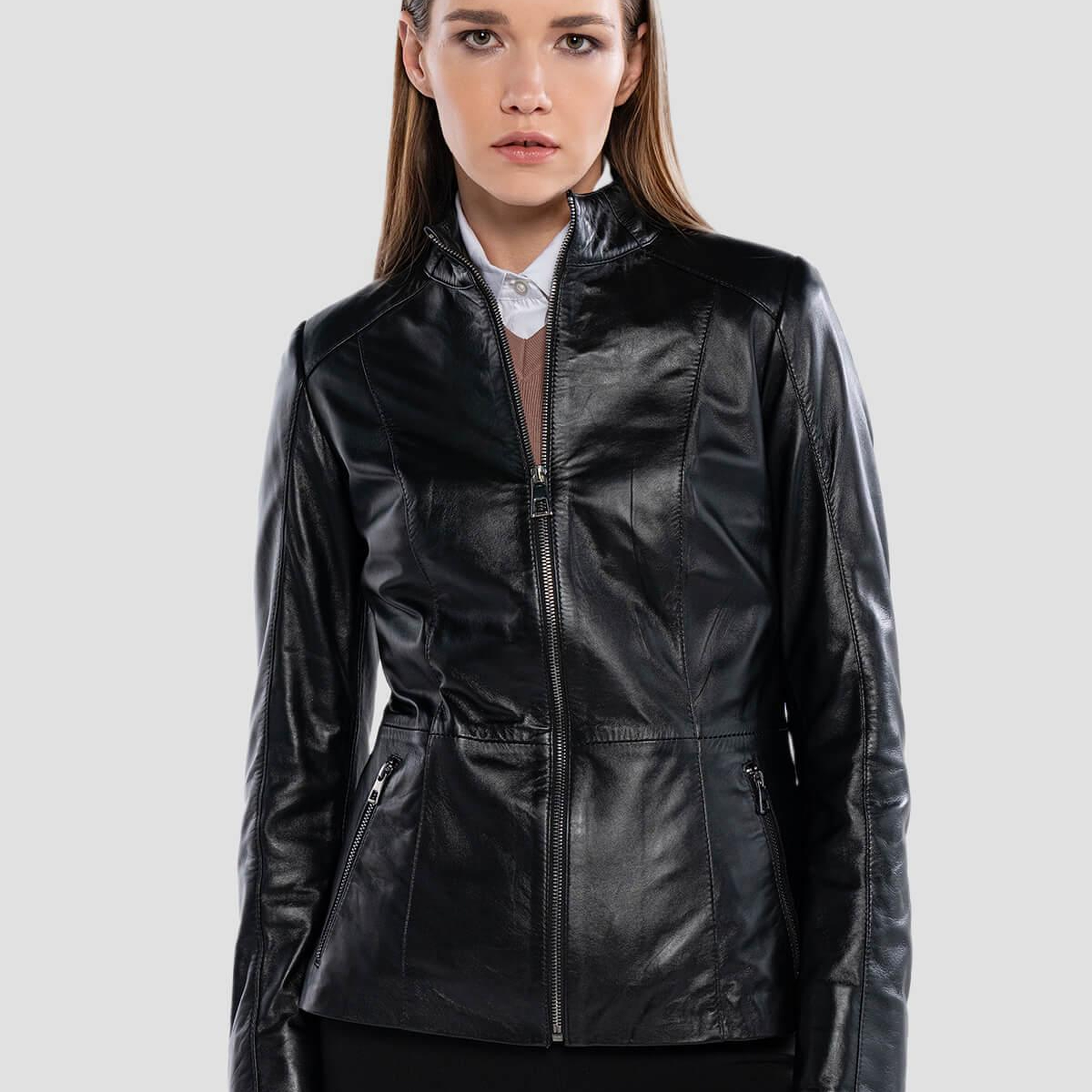 Tamer Tanca Kadın Hakiki Deri Siyah Deri Mont