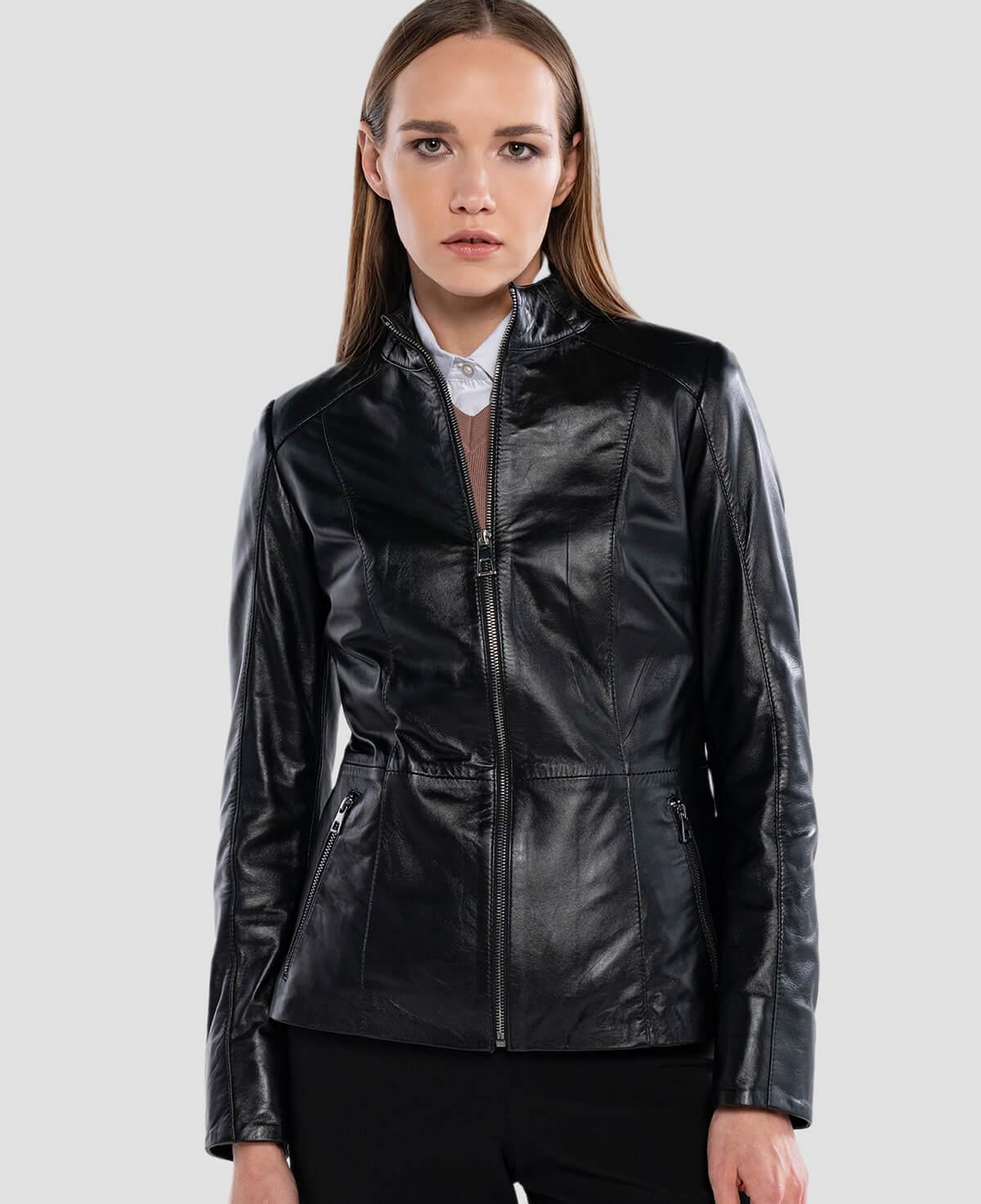 Tamer Tanca Kadın Hakiki Deri Siyah Deri Mont