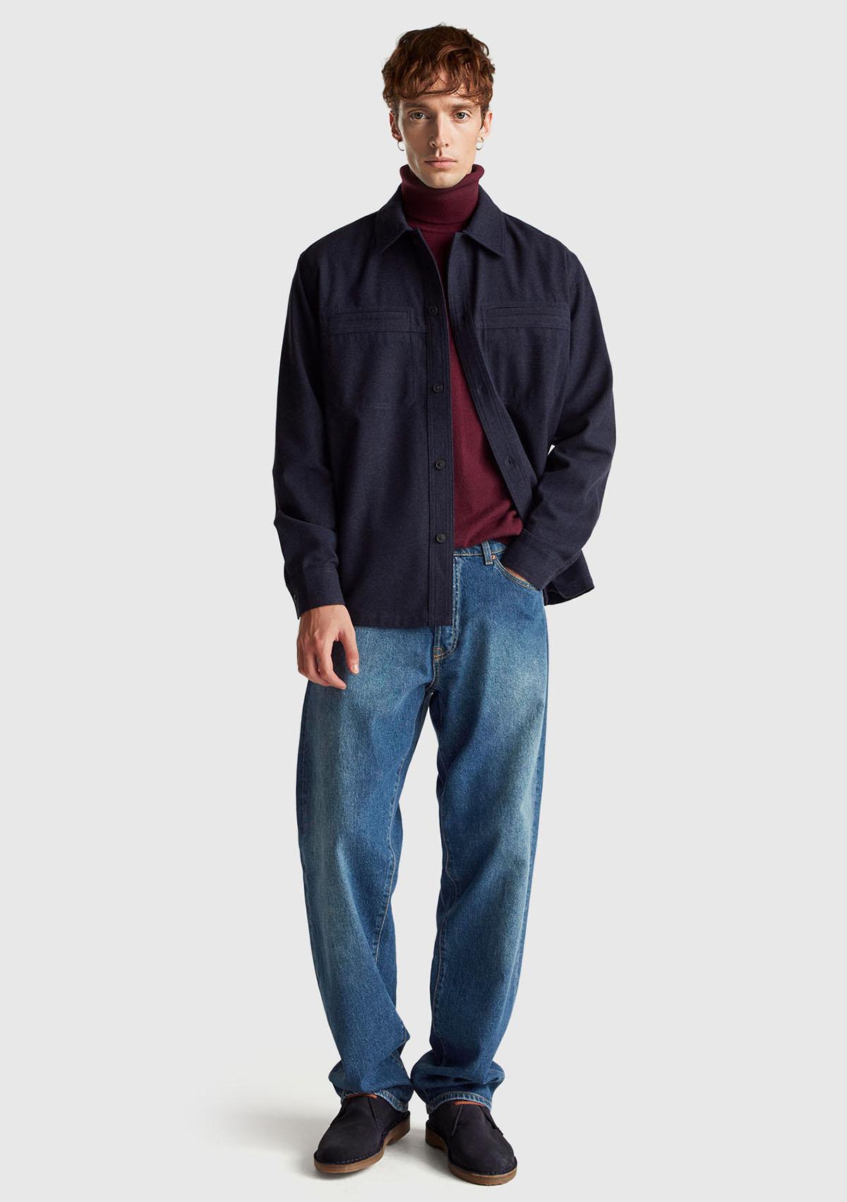 Erkek Mürdüm %100 Merino Boğazlı  Kazak