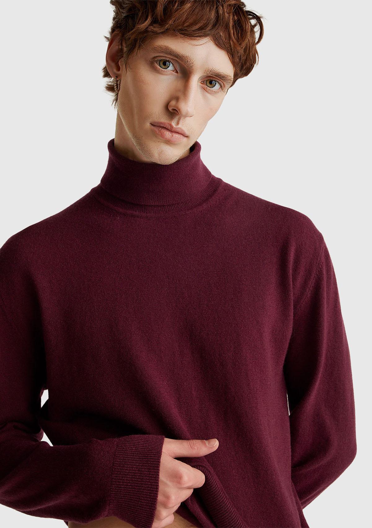 Erkek Mürdüm %100 Merino Boğazlı  Kazak