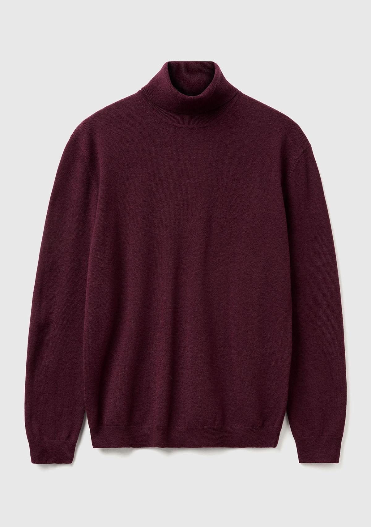 Erkek Mürdüm %100 Merino Boğazlı  Kazak