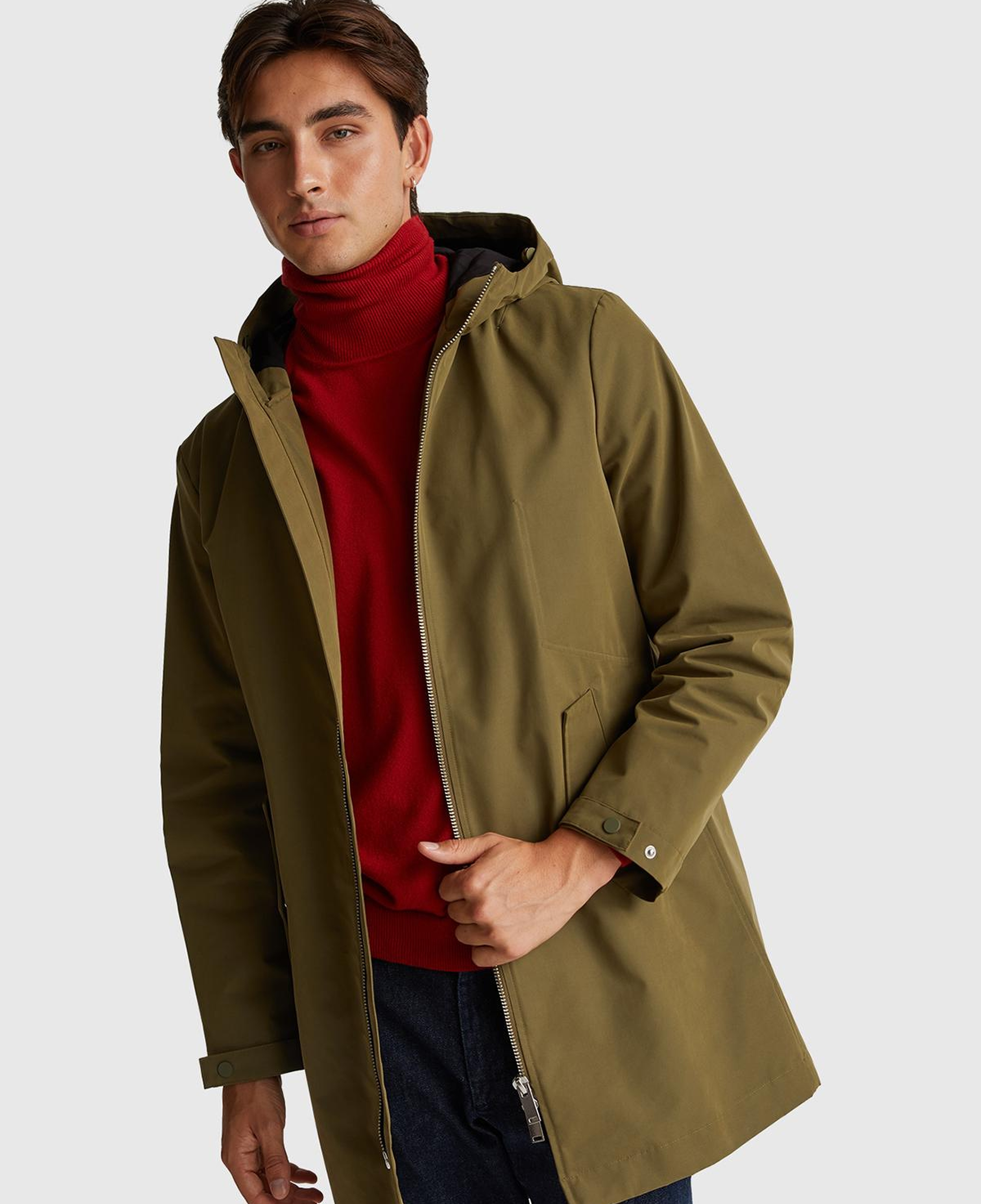 Erkek Kırmızı %100 Merino Boğazlı  Kazak