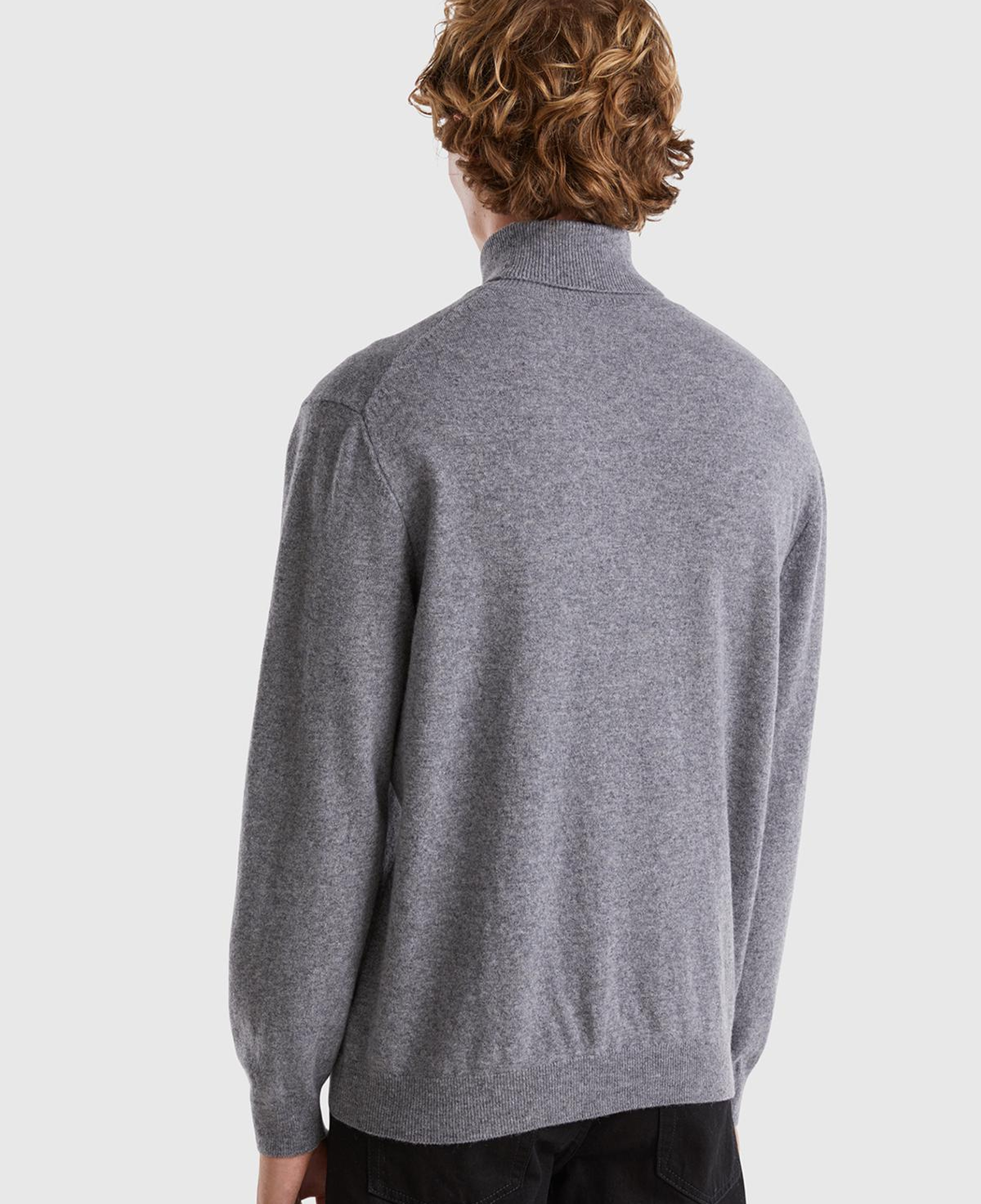 Erkek Antrasit Melanj %100 Merino Boğazlı  Kazak