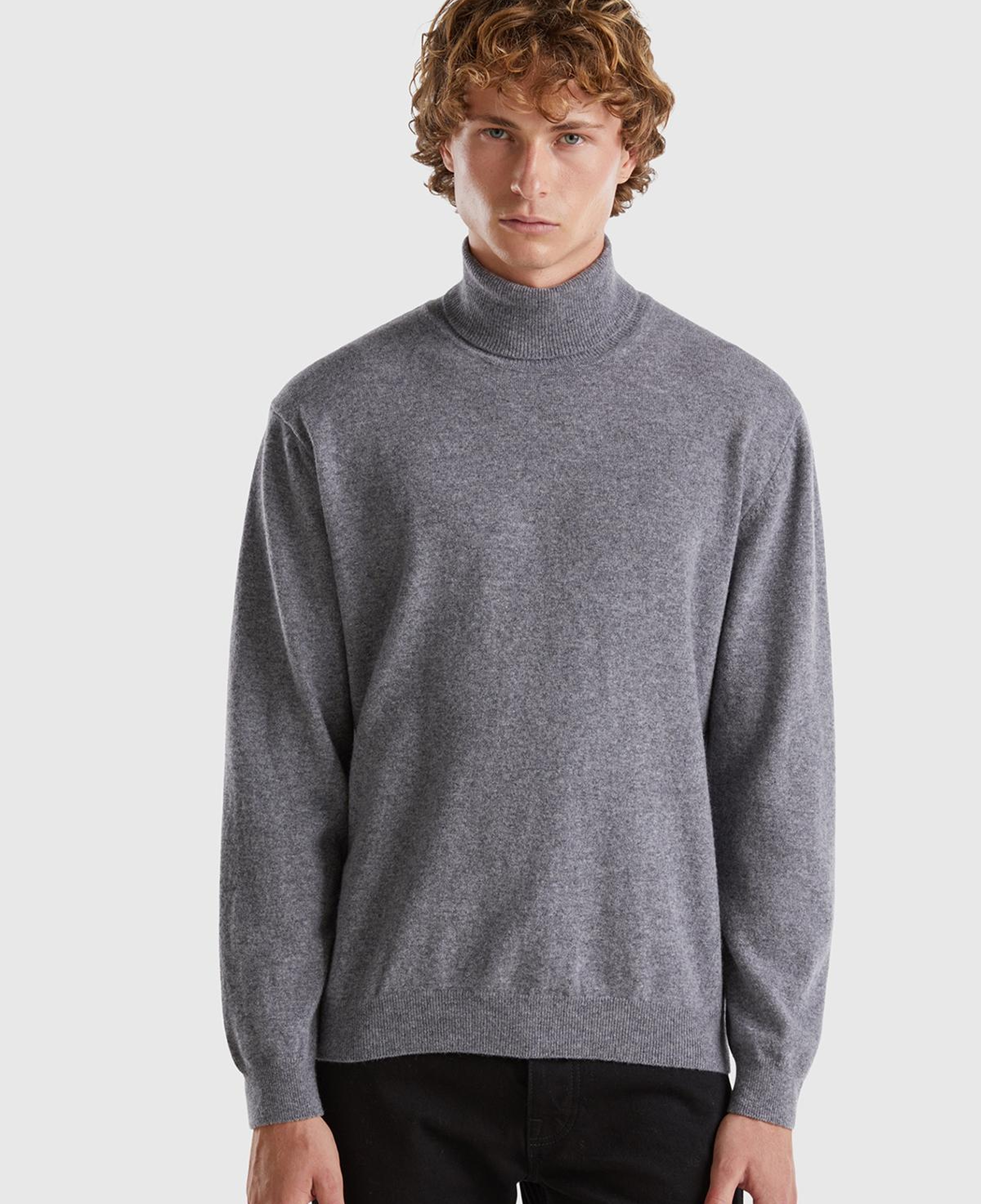 Erkek Antrasit Melanj %100 Merino Boğazlı  Kazak