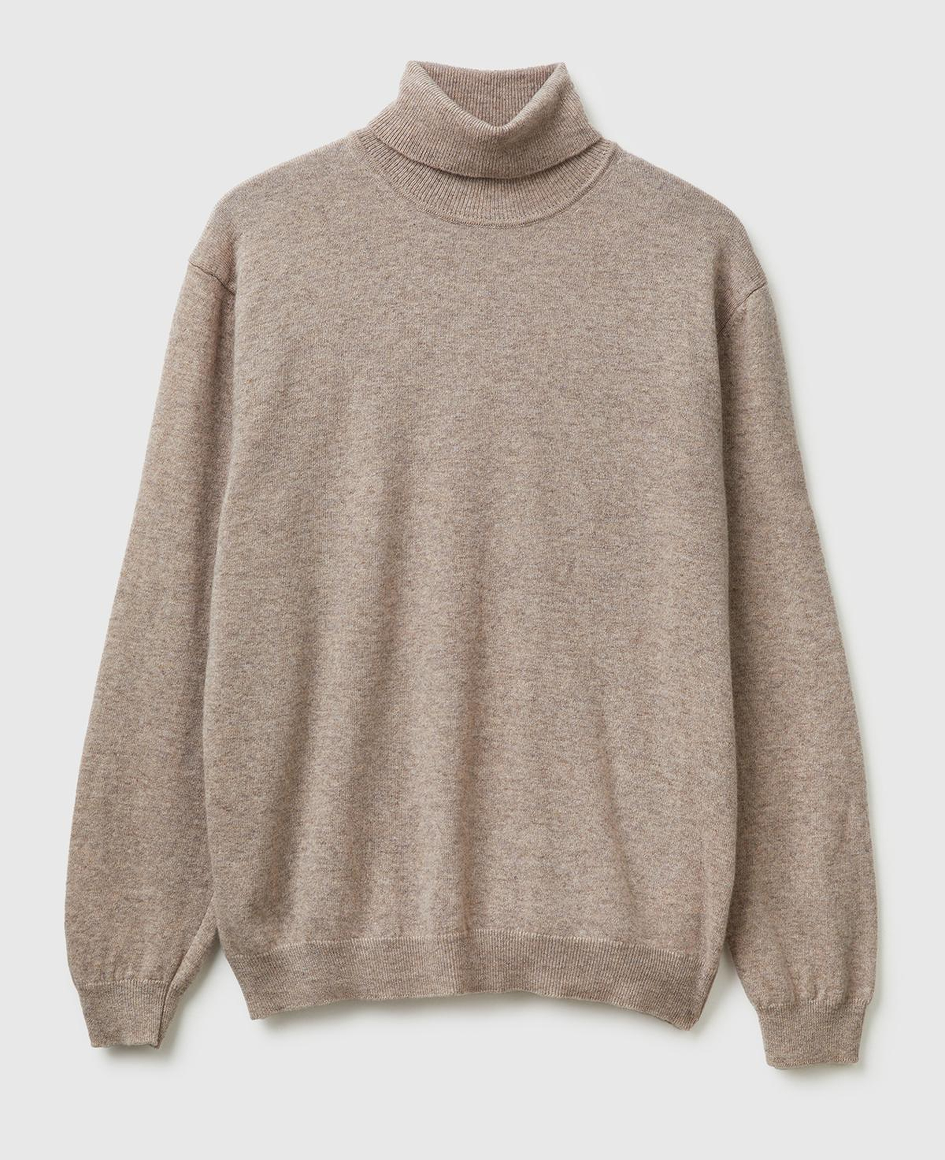 Erkek Bej Melanj %100 Merino Boğazlı  Kazak