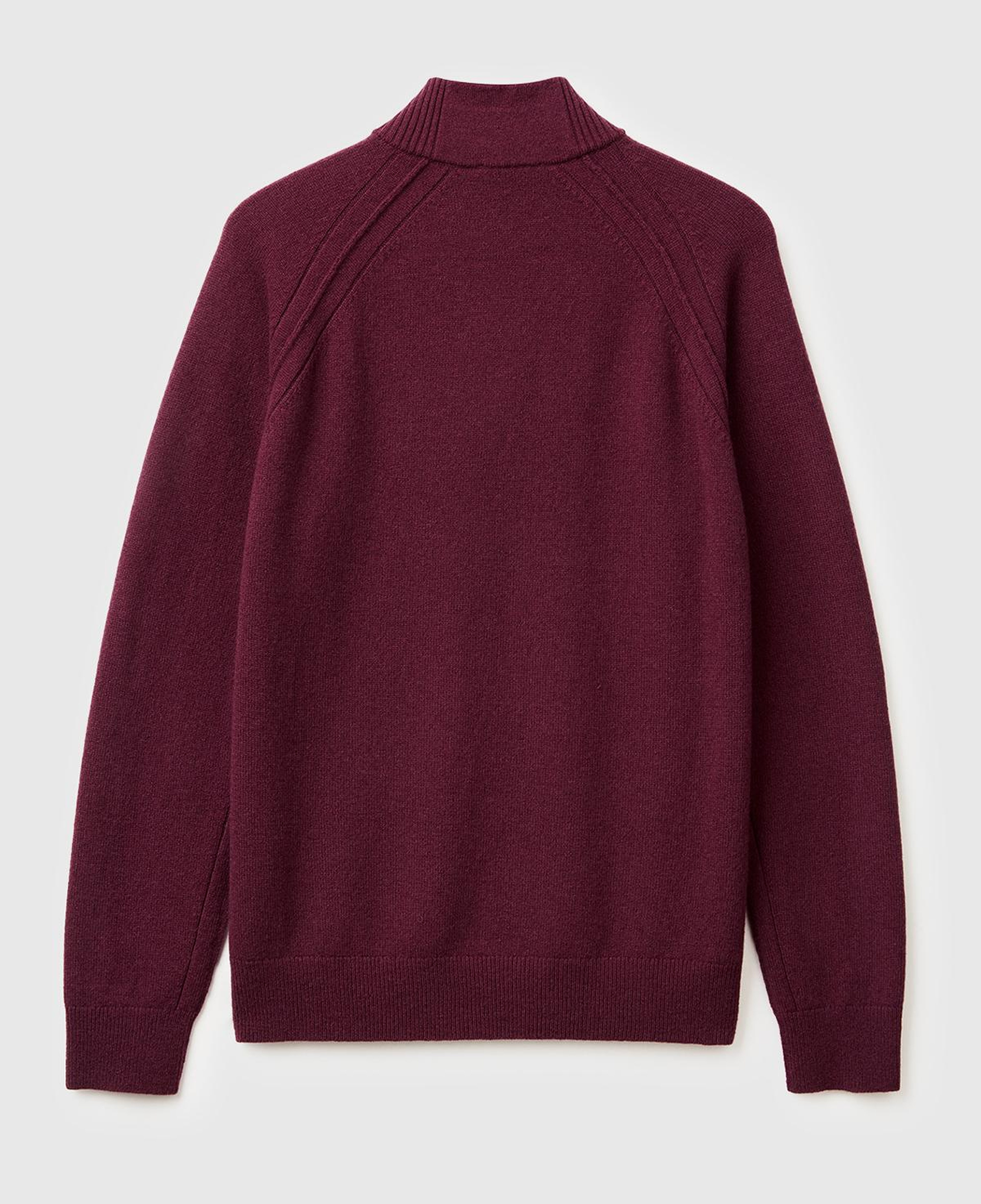 Erkek Mürdüm %100 Yün Fermuar Detaylı Dik Yaka Kazak