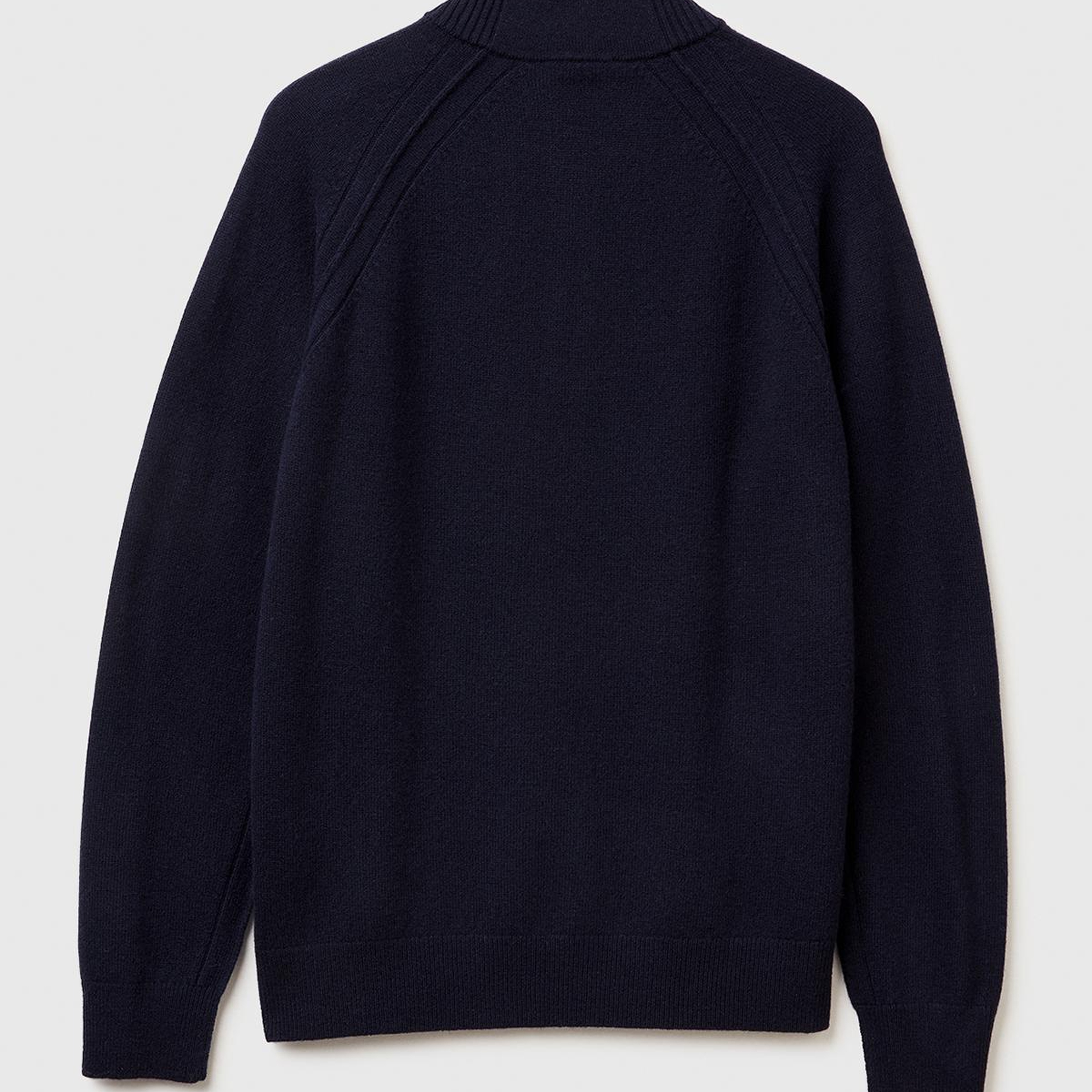 Erkek Lacivert %100 Yün Fermuar Detaylı Dik Yaka Kazak