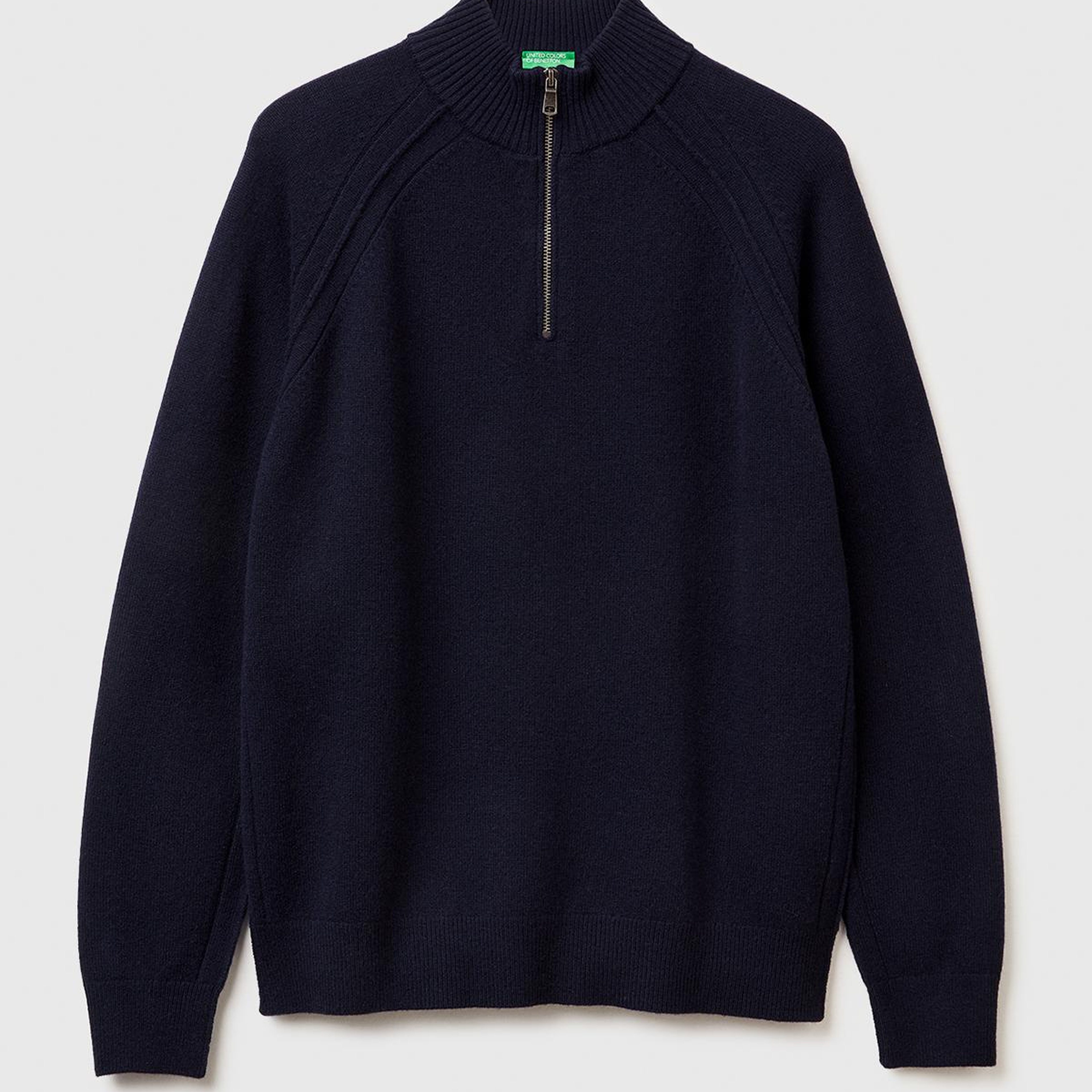 Erkek Lacivert %100 Yün Fermuar Detaylı Dik Yaka Kazak