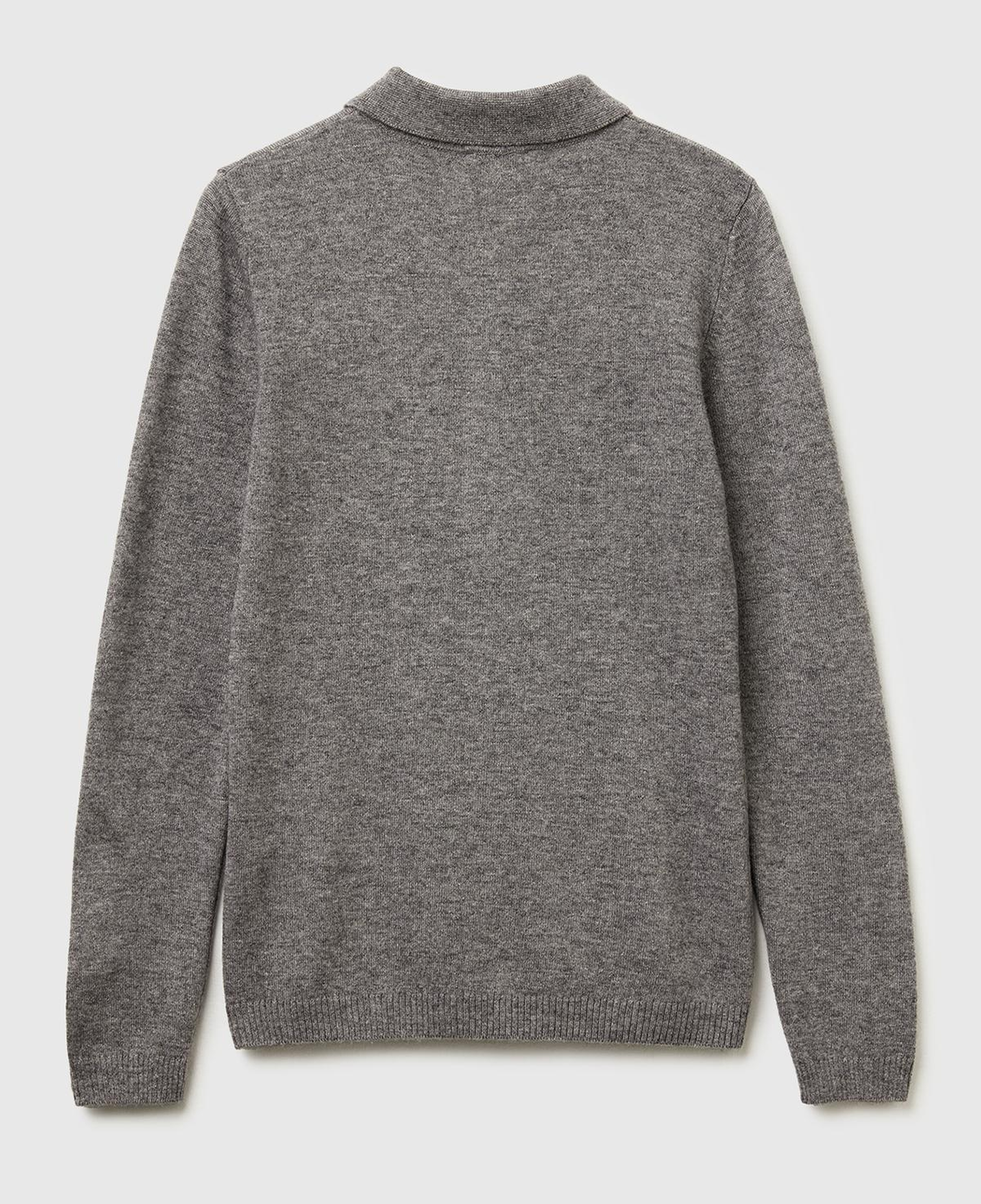 Kadın Antrasit Melanj Yün ve Kaşmir Karışımlı Regular Fit Polo Yaka Kazak