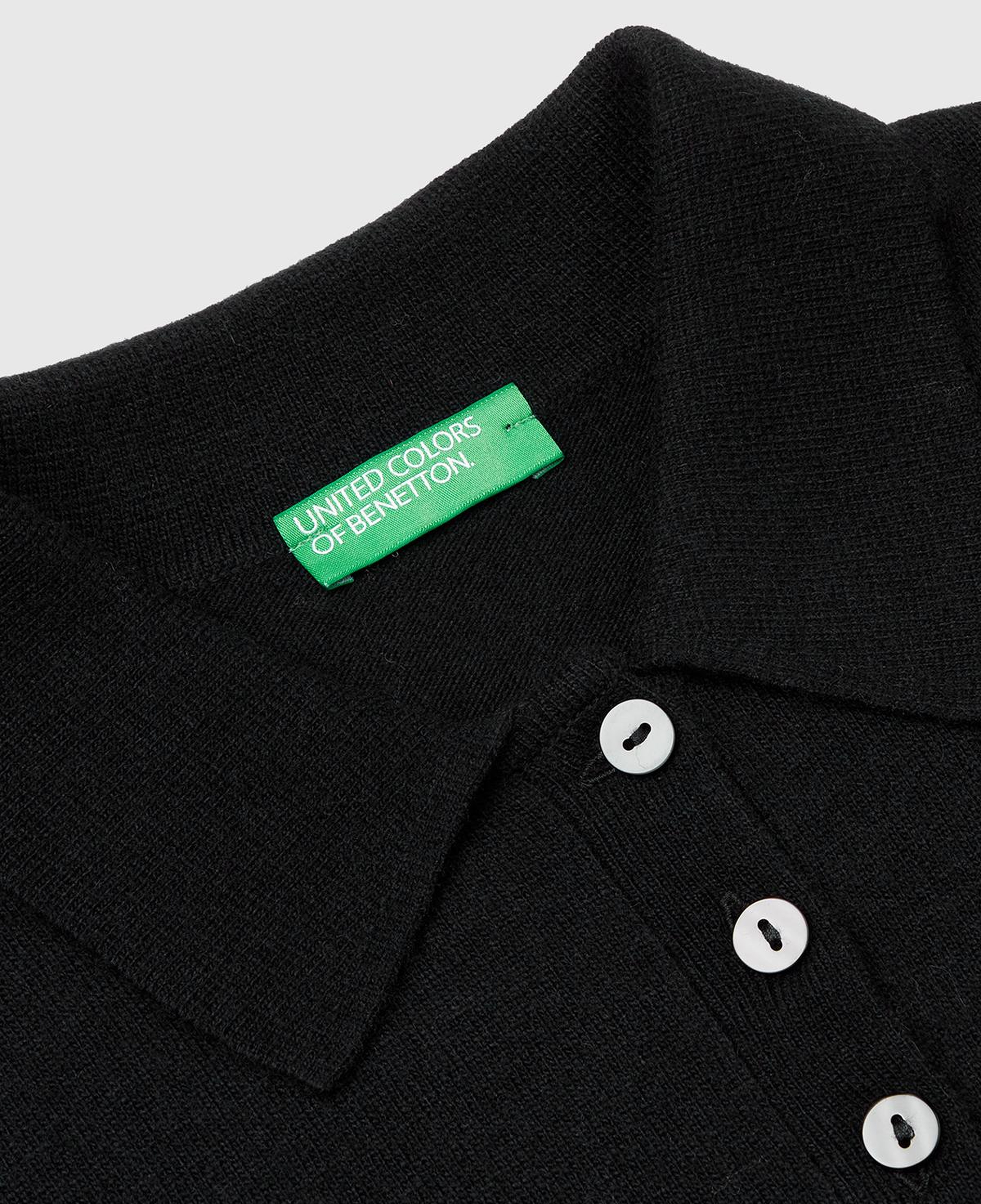 Kadın Sİyah Yün ve Kaşmir Karışımlı Regular Fit Polo Yaka Kazak