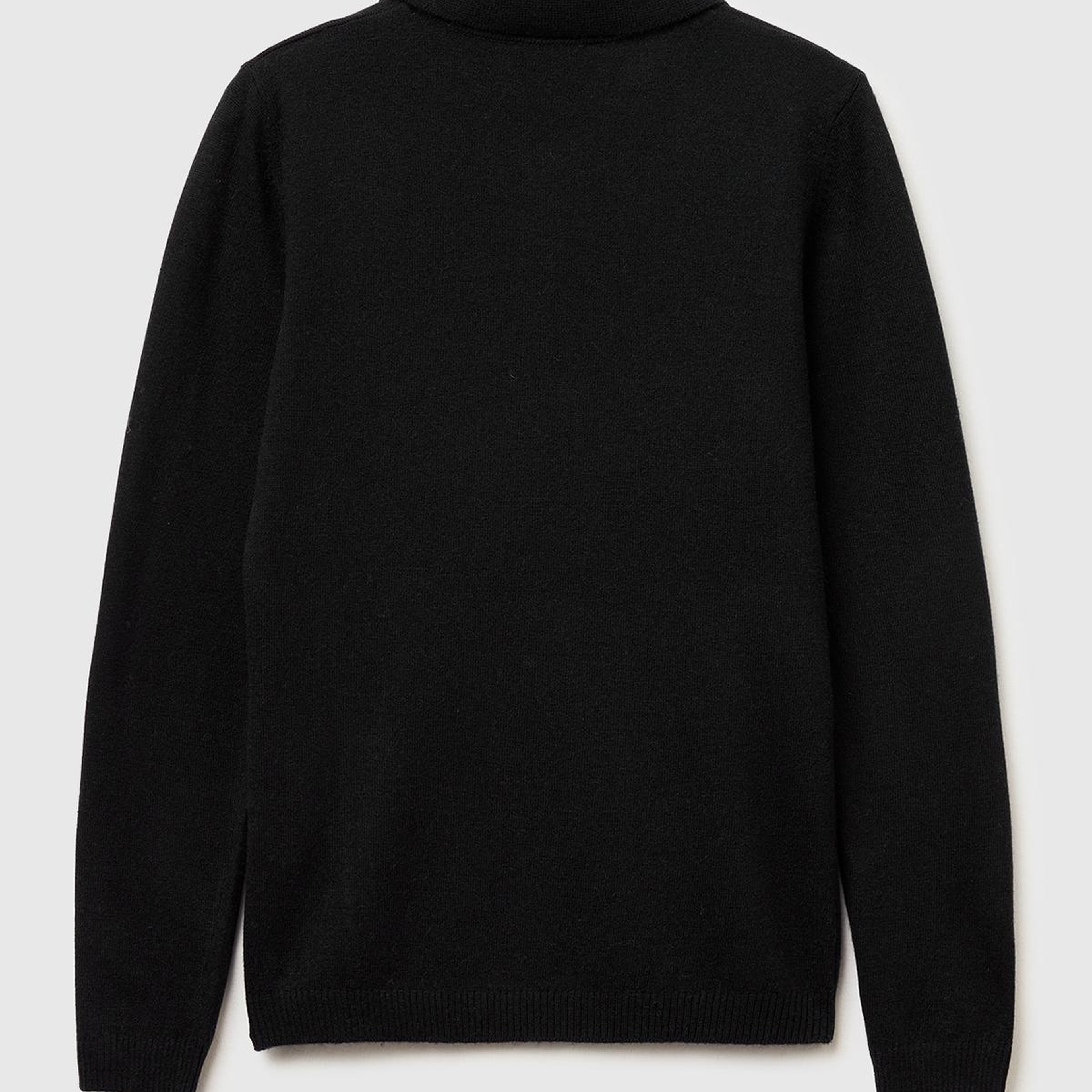 Kadın Sİyah Yün ve Kaşmir Karışımlı Regular Fit Polo Yaka Kazak