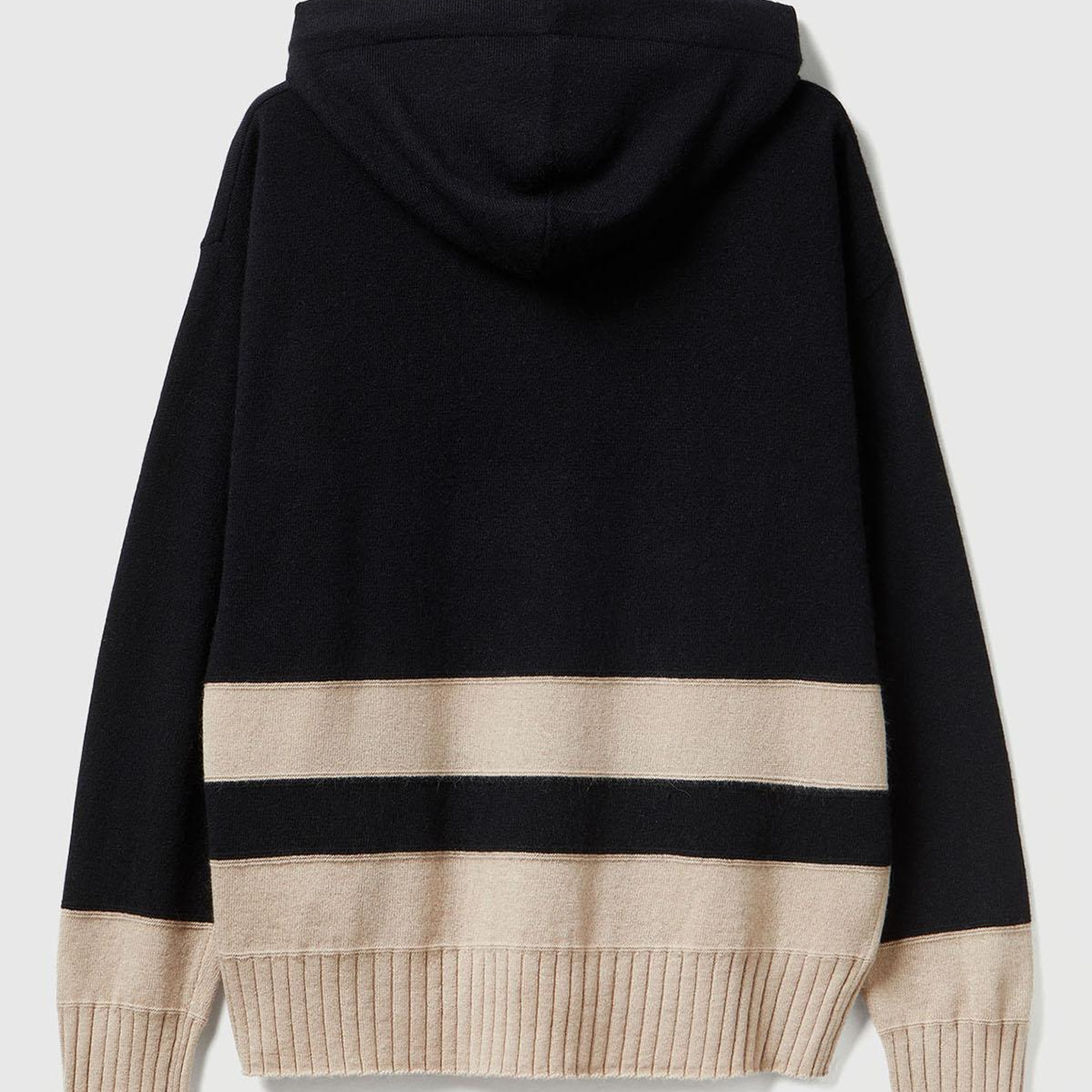 Kadın Sİyah Yün ve Kaşmir Karışımlı Kapüşonlu Kazak