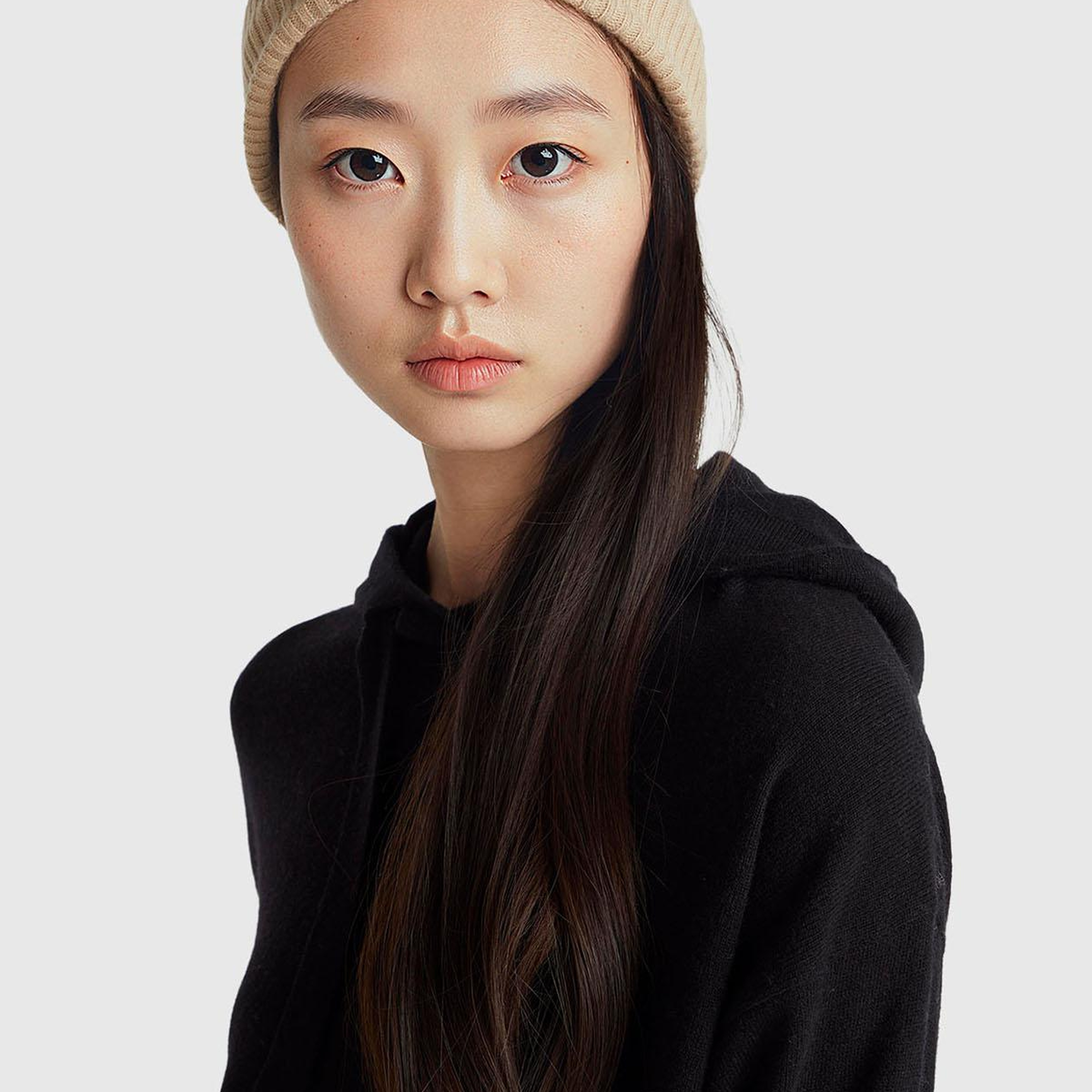 Kadın Sİyah Yün ve Kaşmir Karışımlı Kapüşonlu Kazak