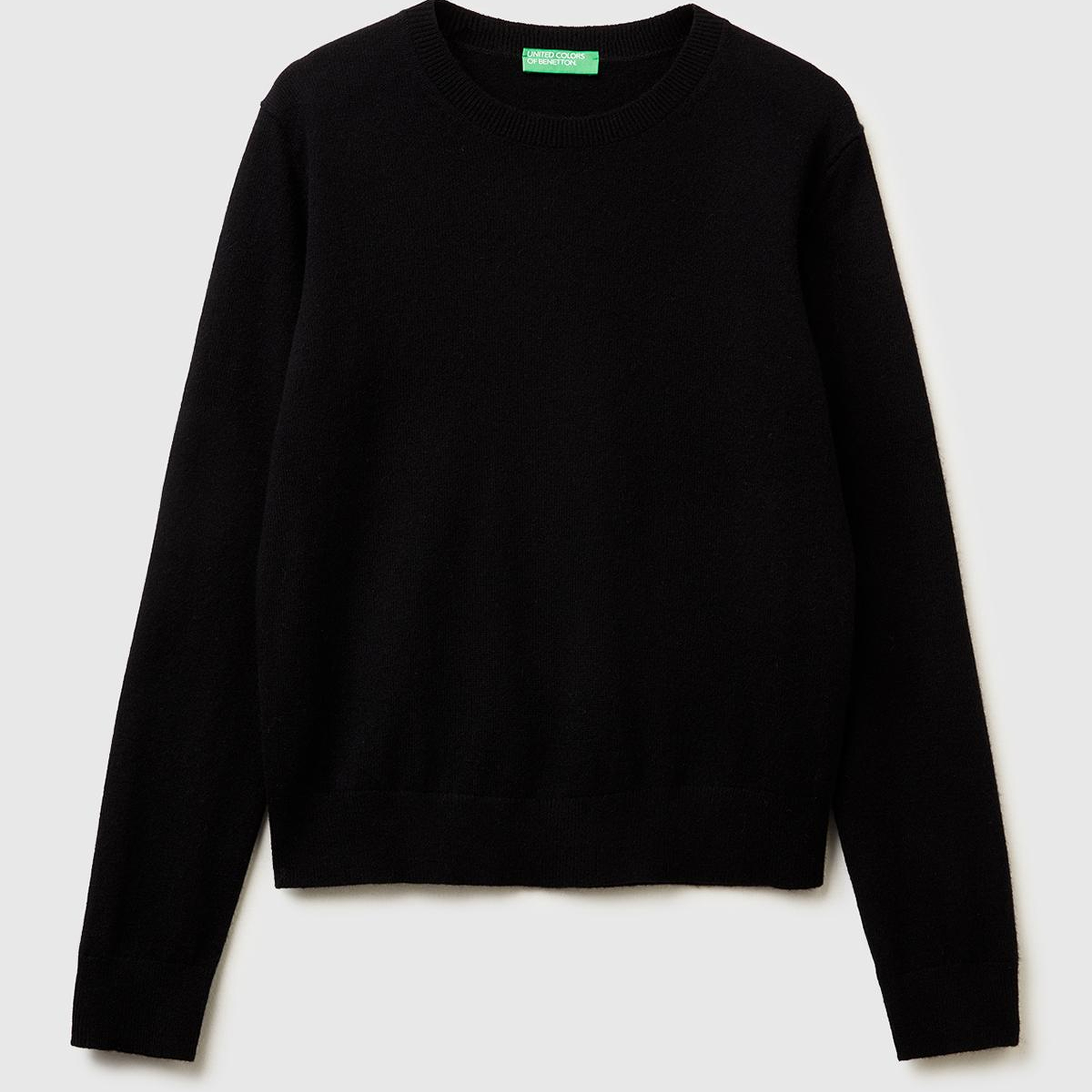 Kadın Siyah %100 Kaşmir Bisiklet Yaka Düz Kazak