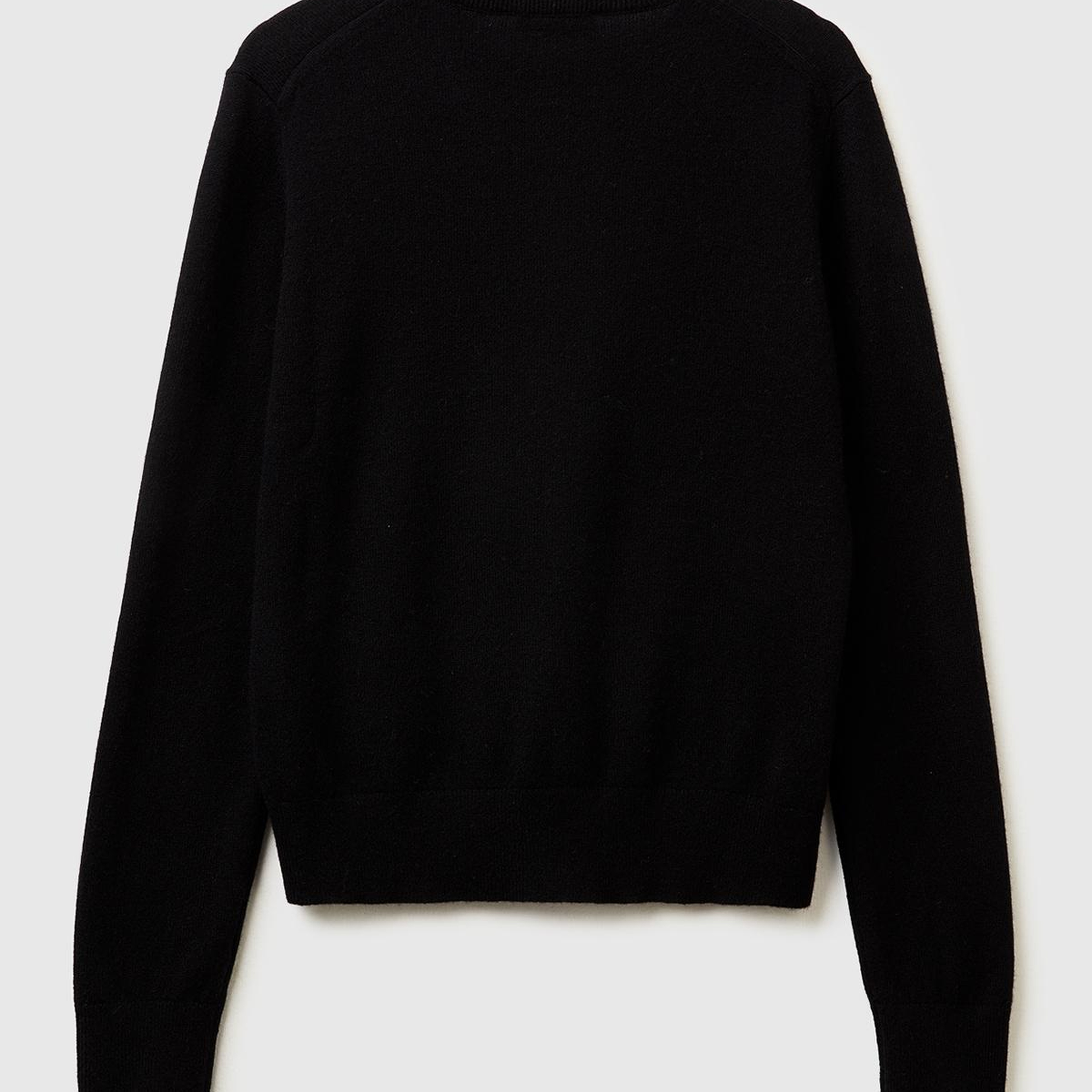 Kadın Siyah %100 Kaşmir Bisiklet Yaka Düz Kazak