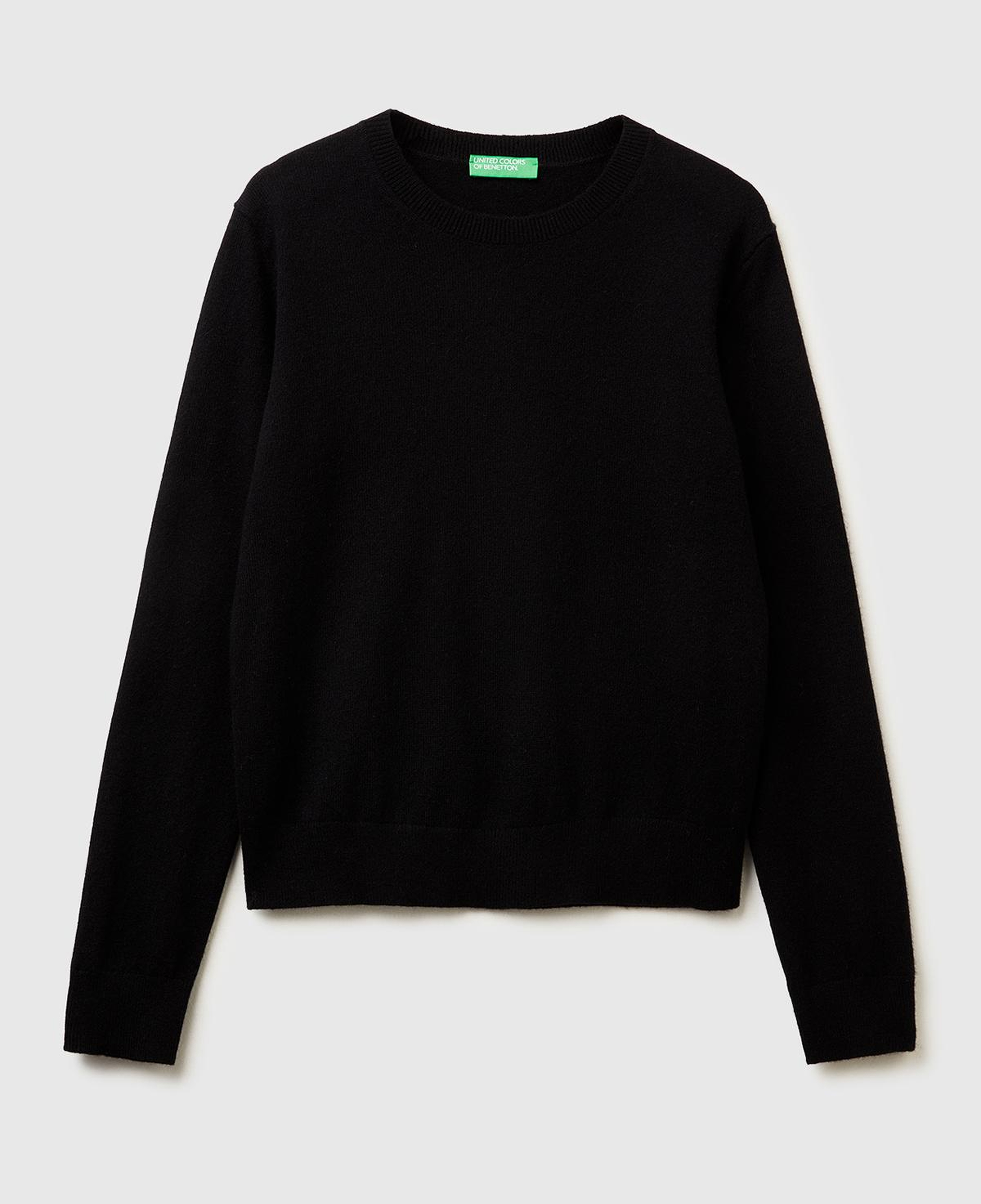 Kadın Siyah %100 Kaşmir Bisiklet Yaka Düz Kazak