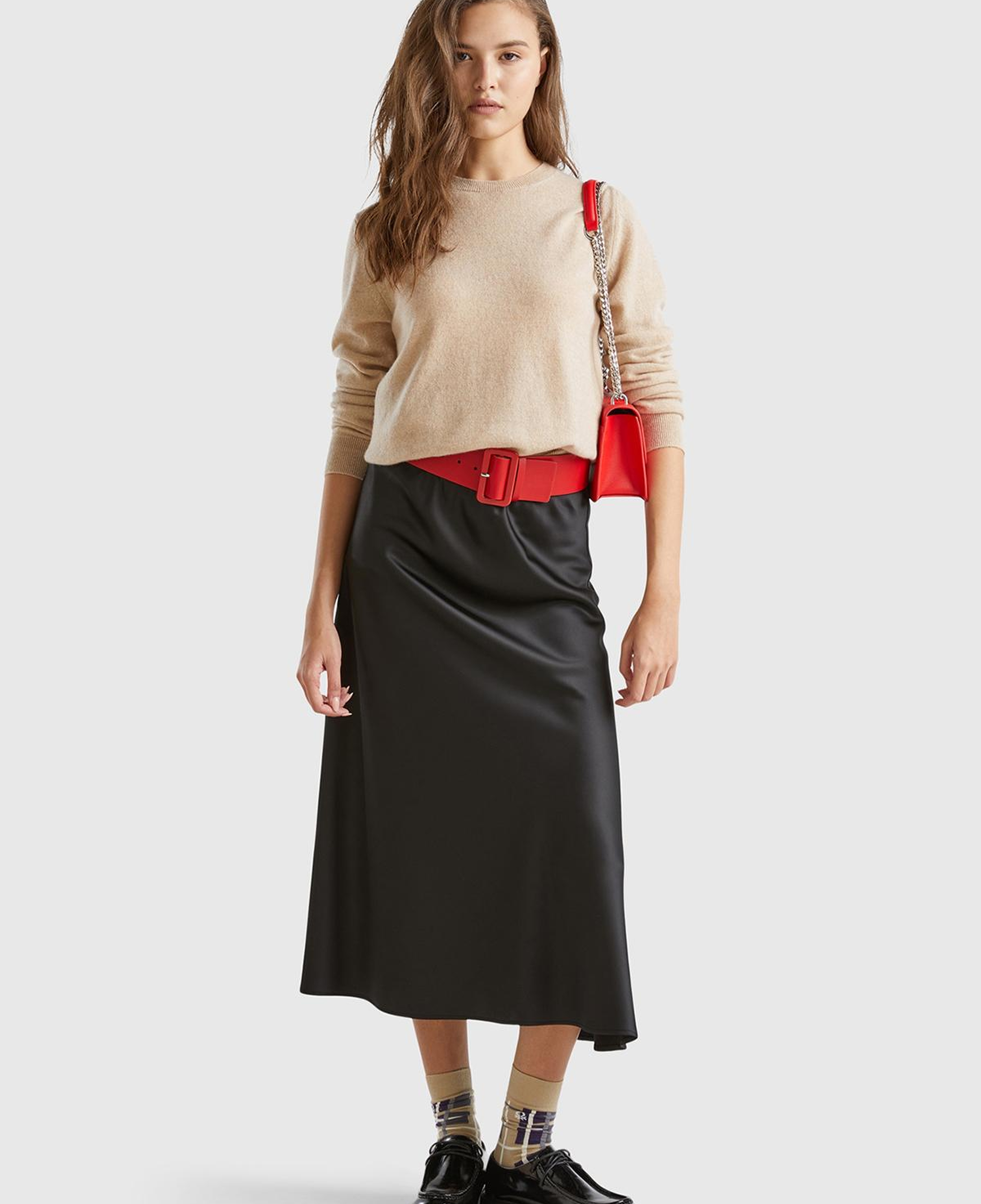 Kadın Ekru %100 Kaşmir Bisiklet Yaka Düz Kazak