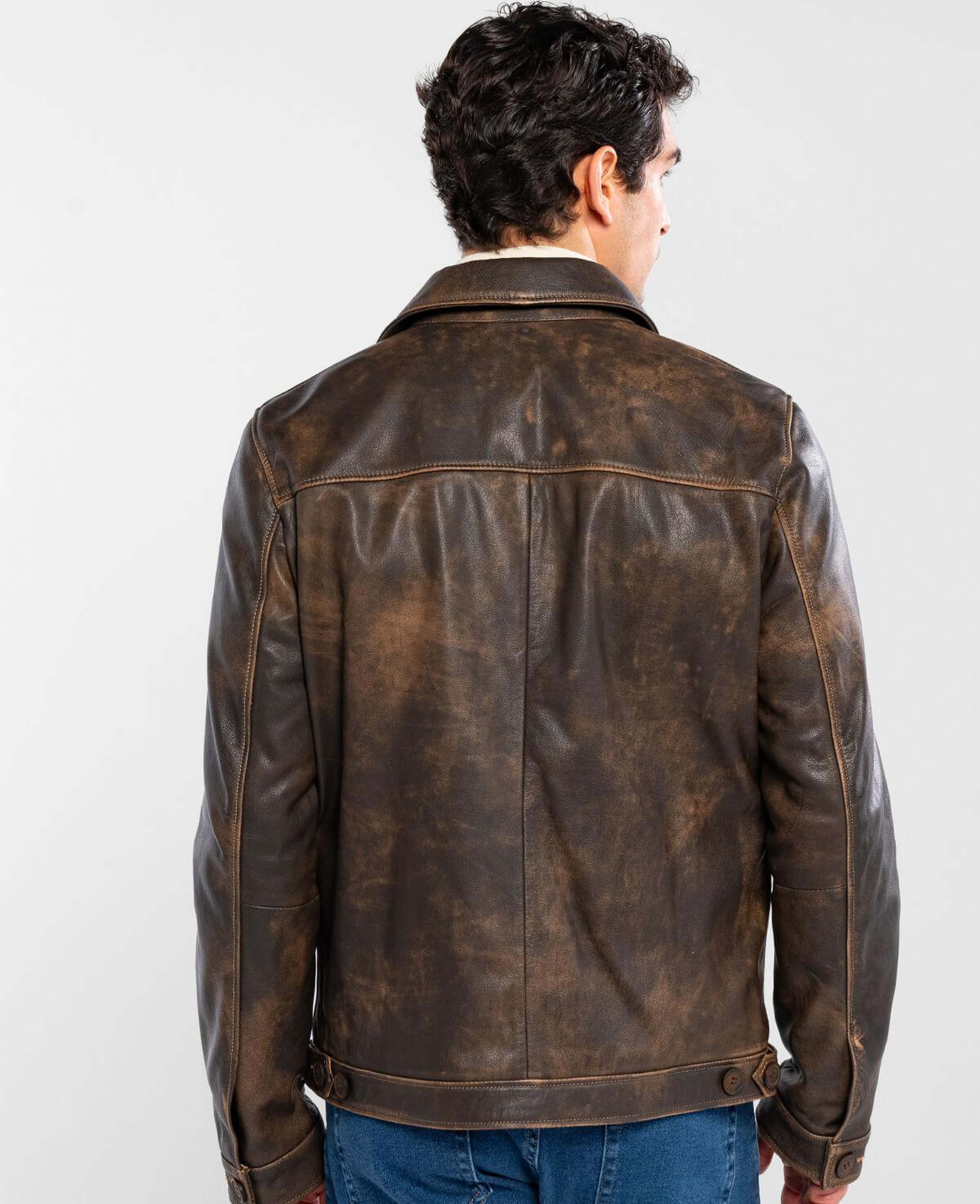 Tamer Tanca Erkek Hakiki Deri Viski Eskitme Deri Mont