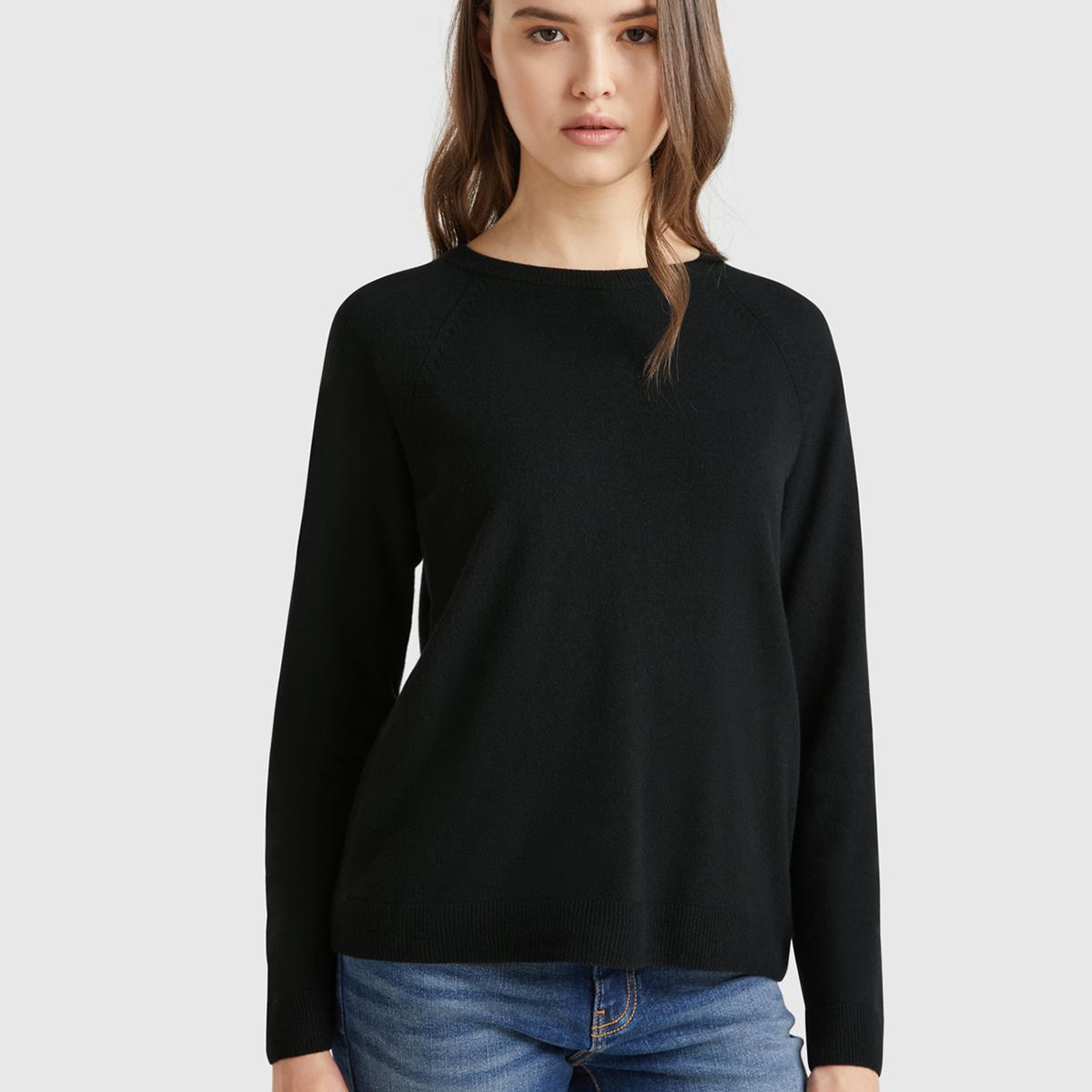 Kadın Sİyah Kaşmir Karışımlı Kazak