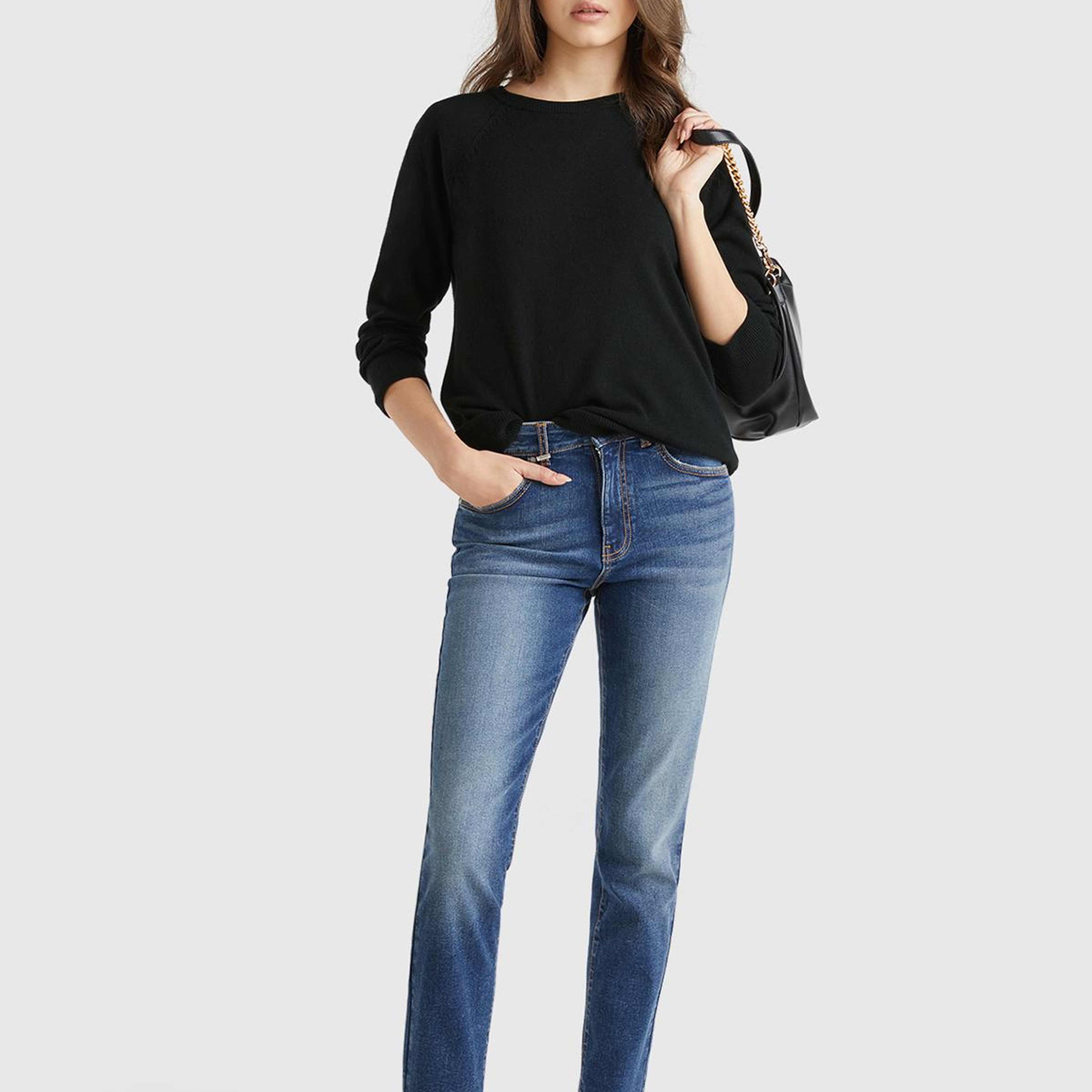 Kadın Sİyah Kaşmir Karışımlı Kazak