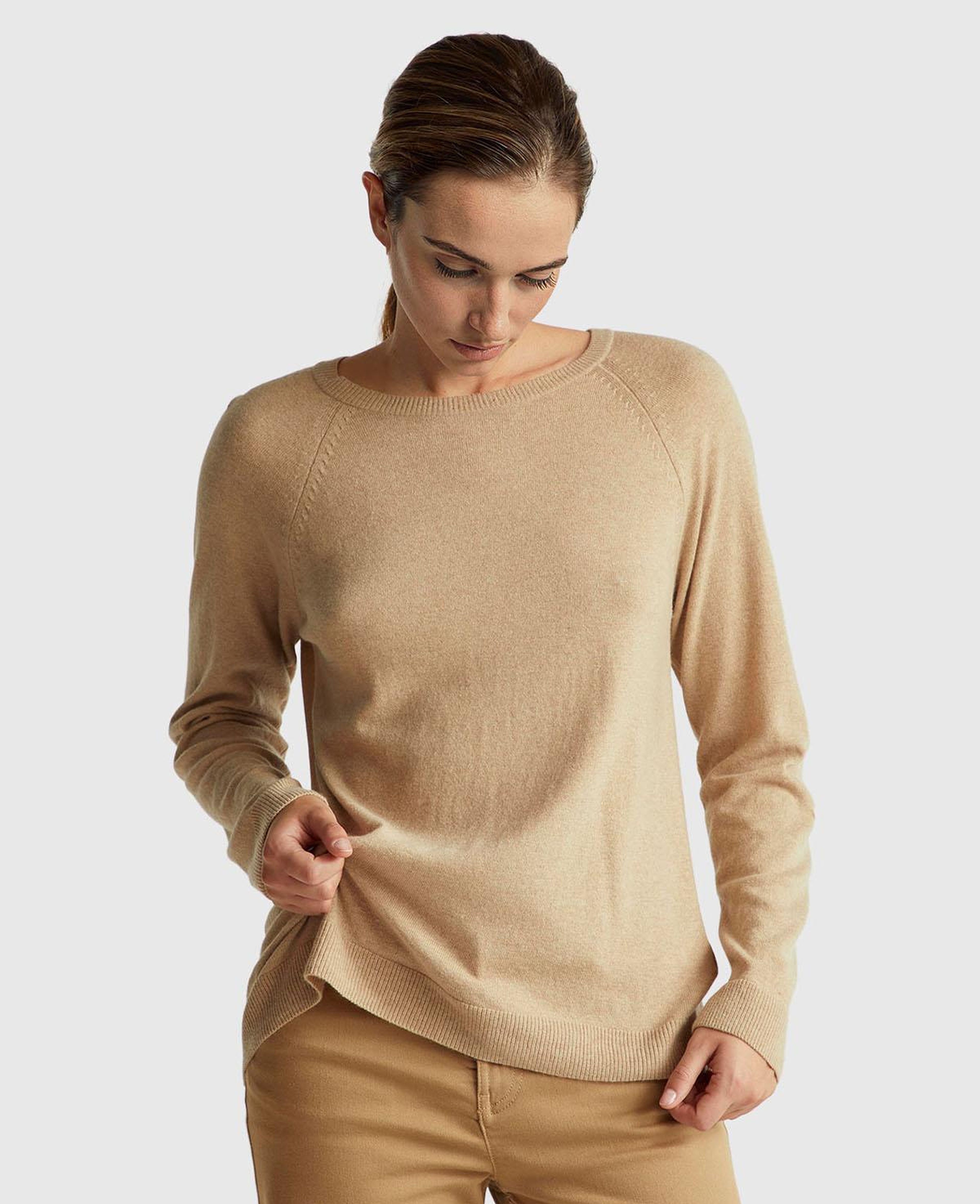 Kadın Turuncu Kaşmir Karışımlı Kazak