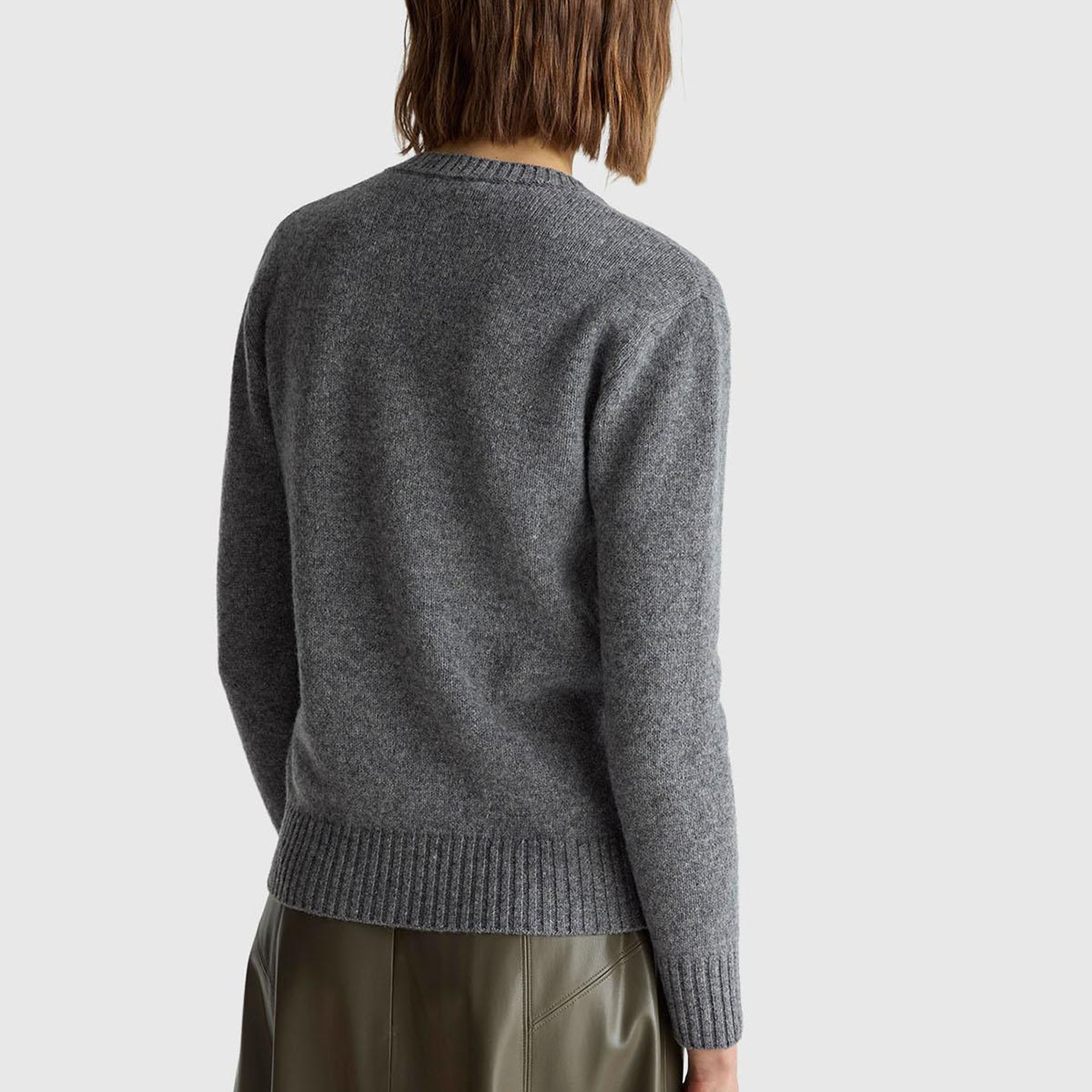 Kadın Antrasit Melanj Bisiklet Yaka Shetland Kazak