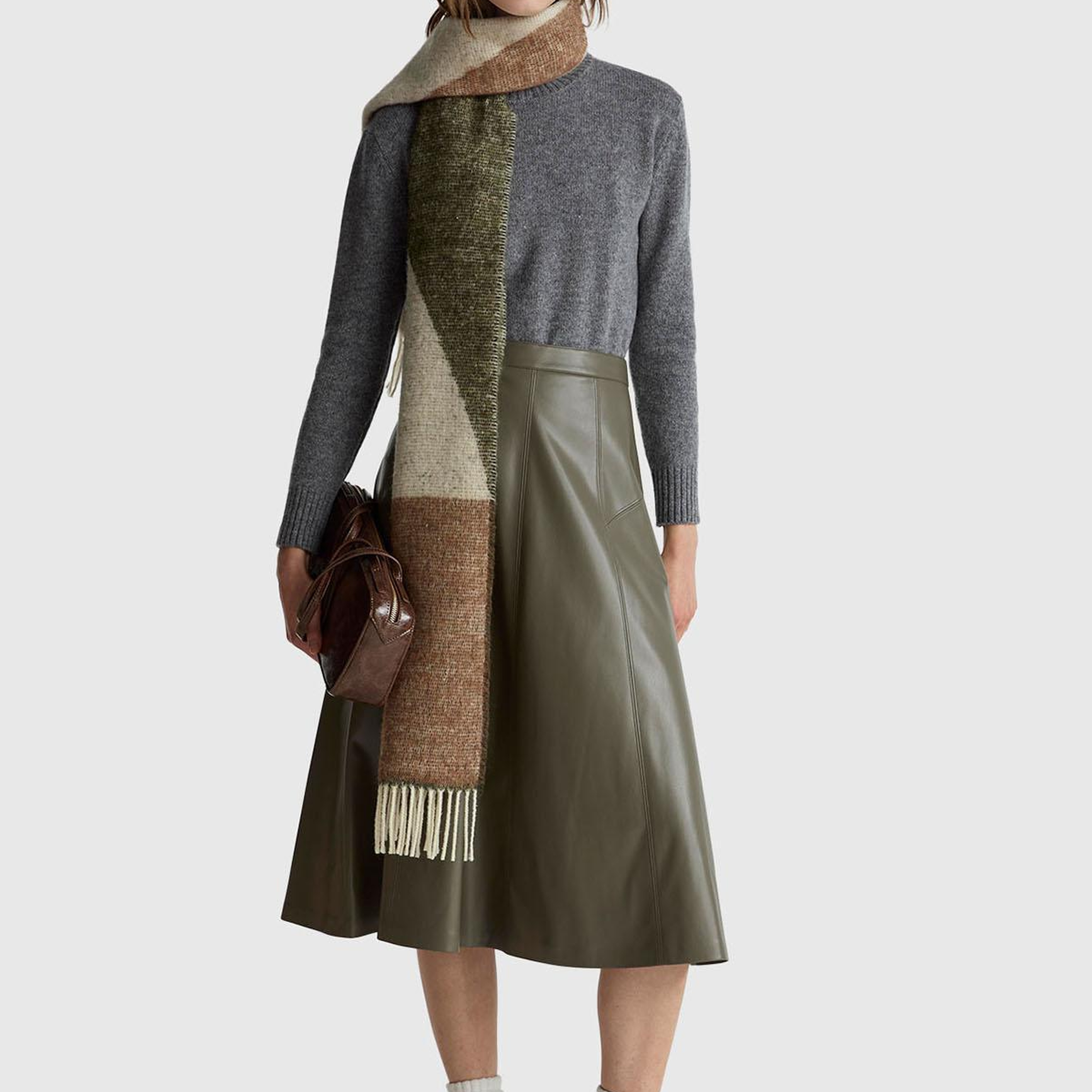 Kadın Antrasit Melanj Bisiklet Yaka Shetland Kazak