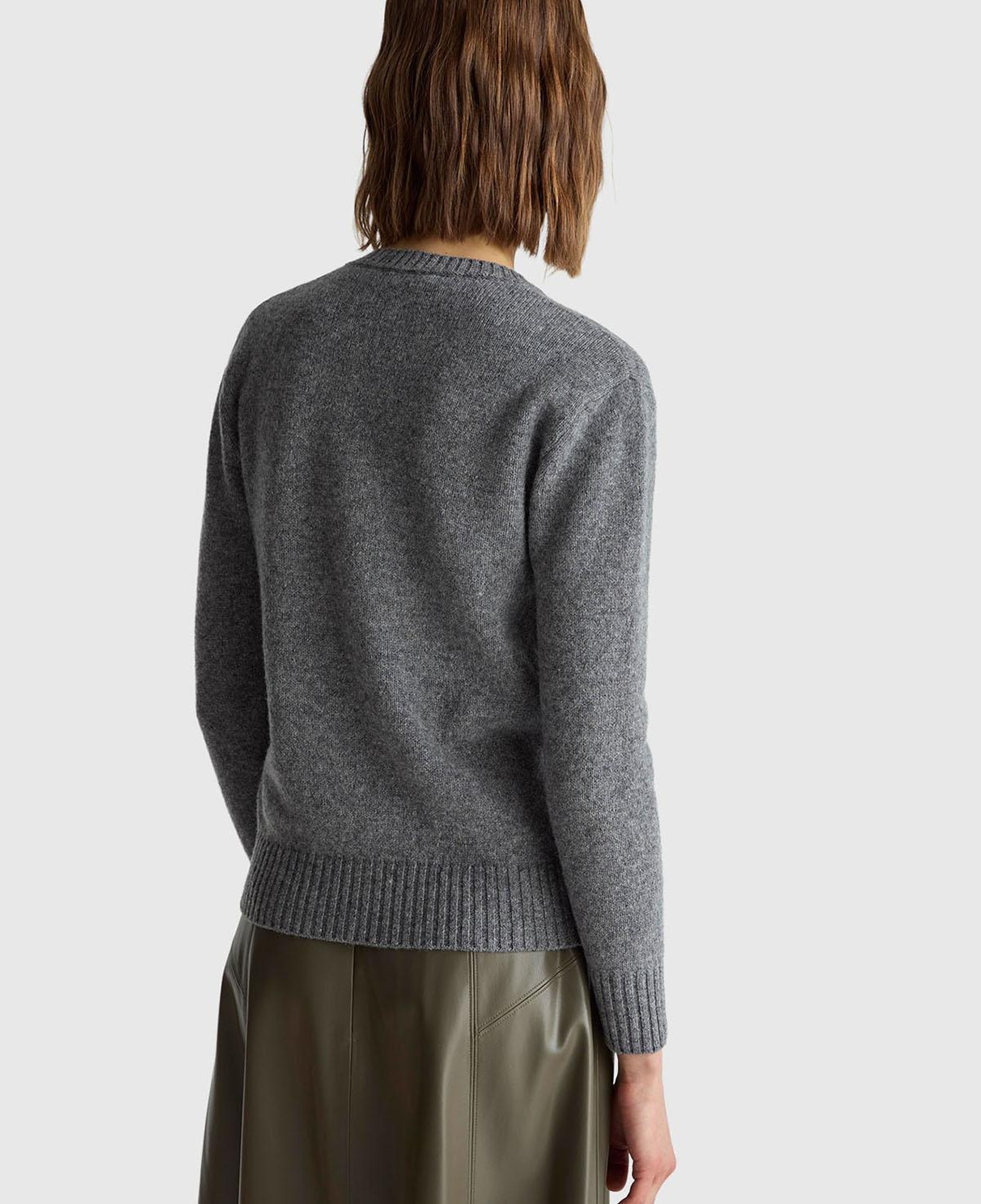 Kadın Antrasit Melanj Bisiklet Yaka Shetland Kazak