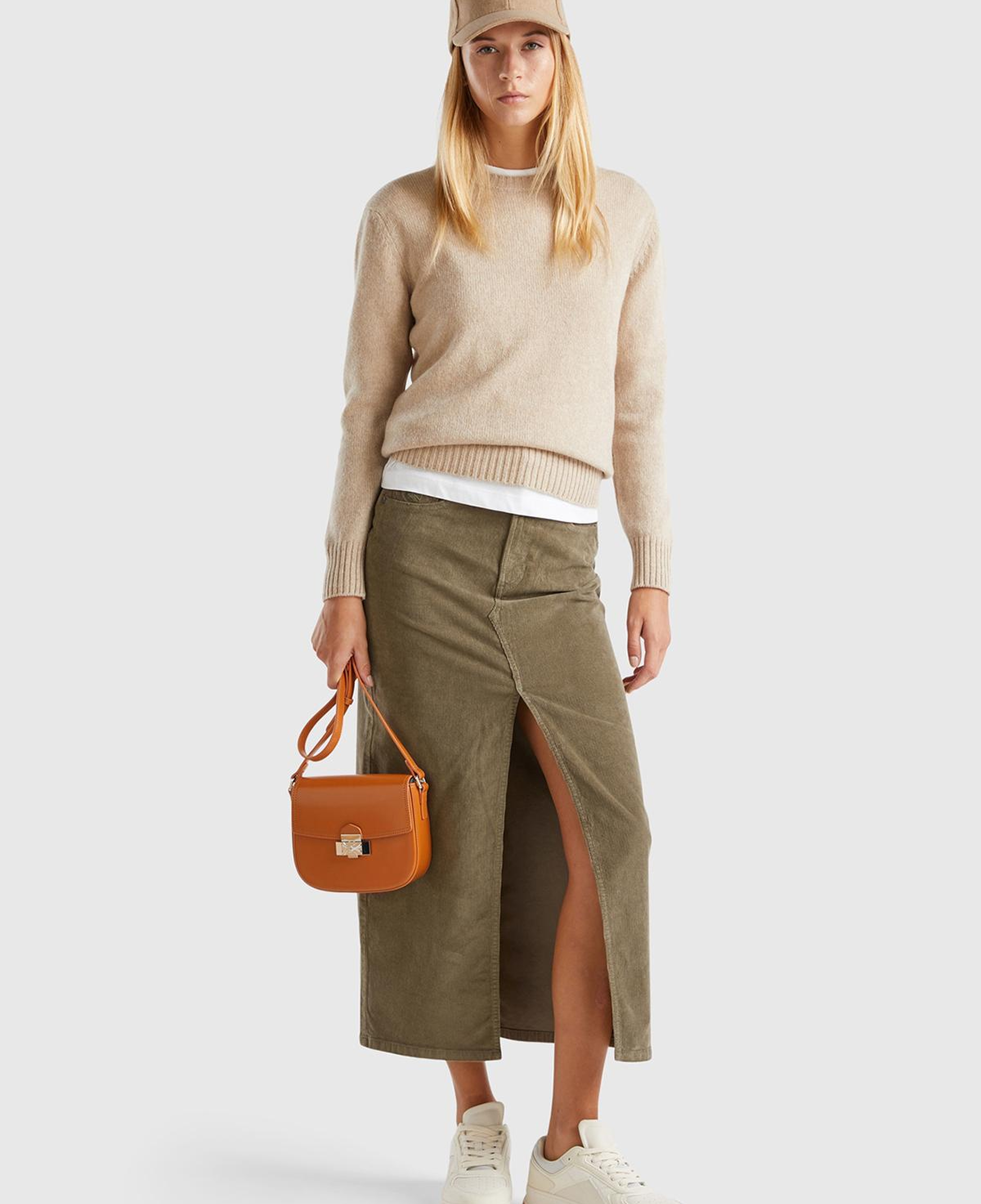 Kadın Ekru Bisiklet Yaka Shetland Kazak