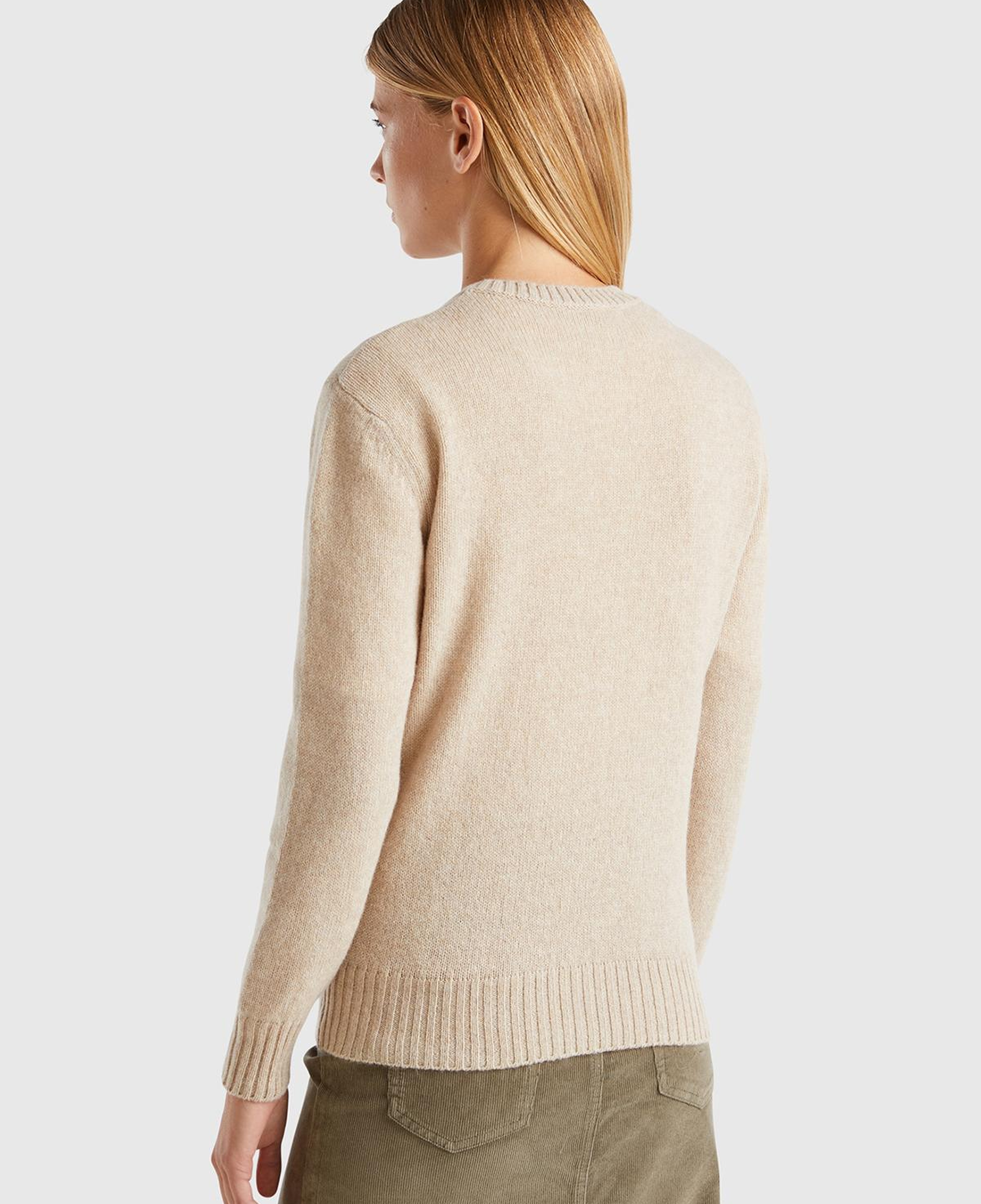 Kadın Ekru Bisiklet Yaka Shetland Kazak