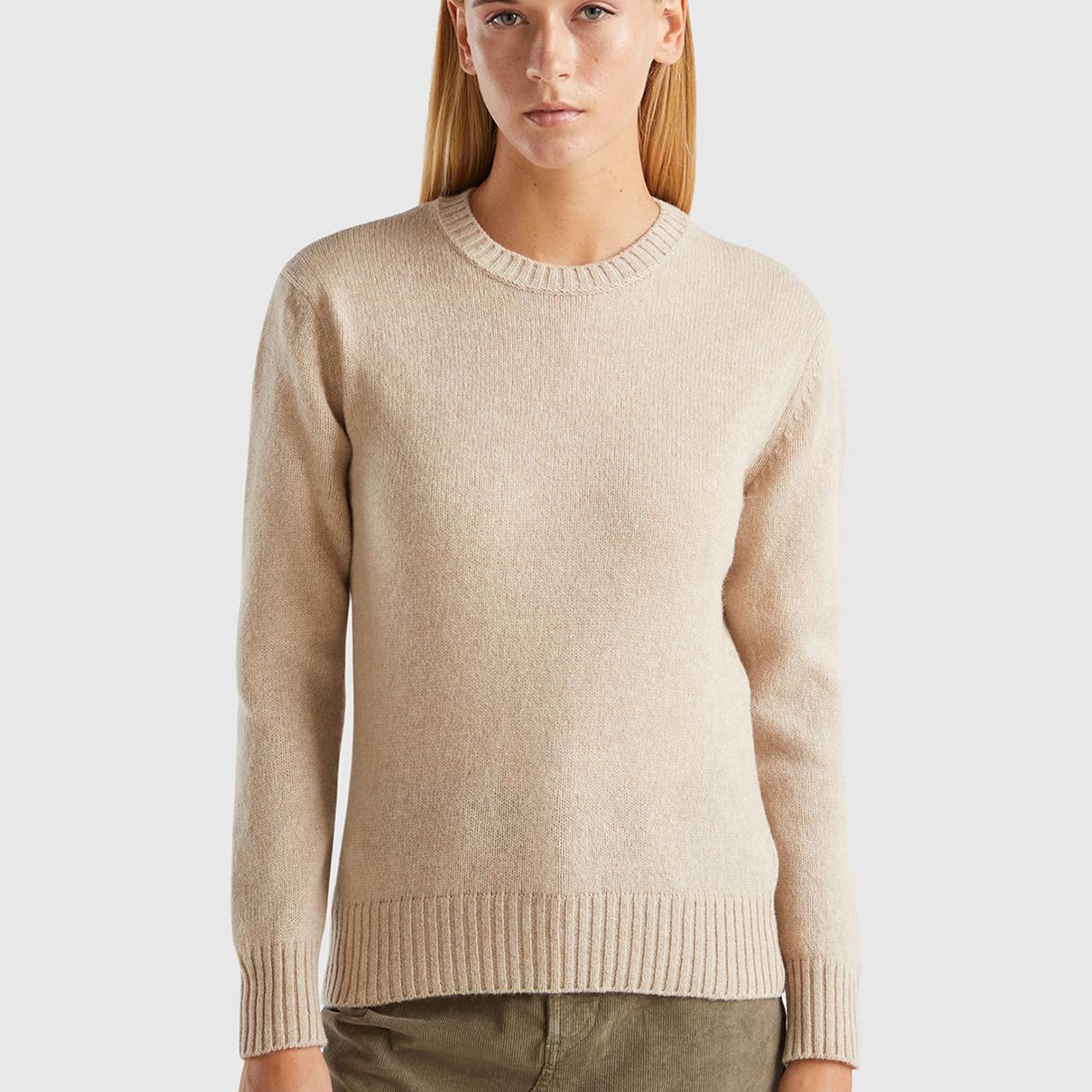 Kadın Ekru Bisiklet Yaka Shetland Kazak