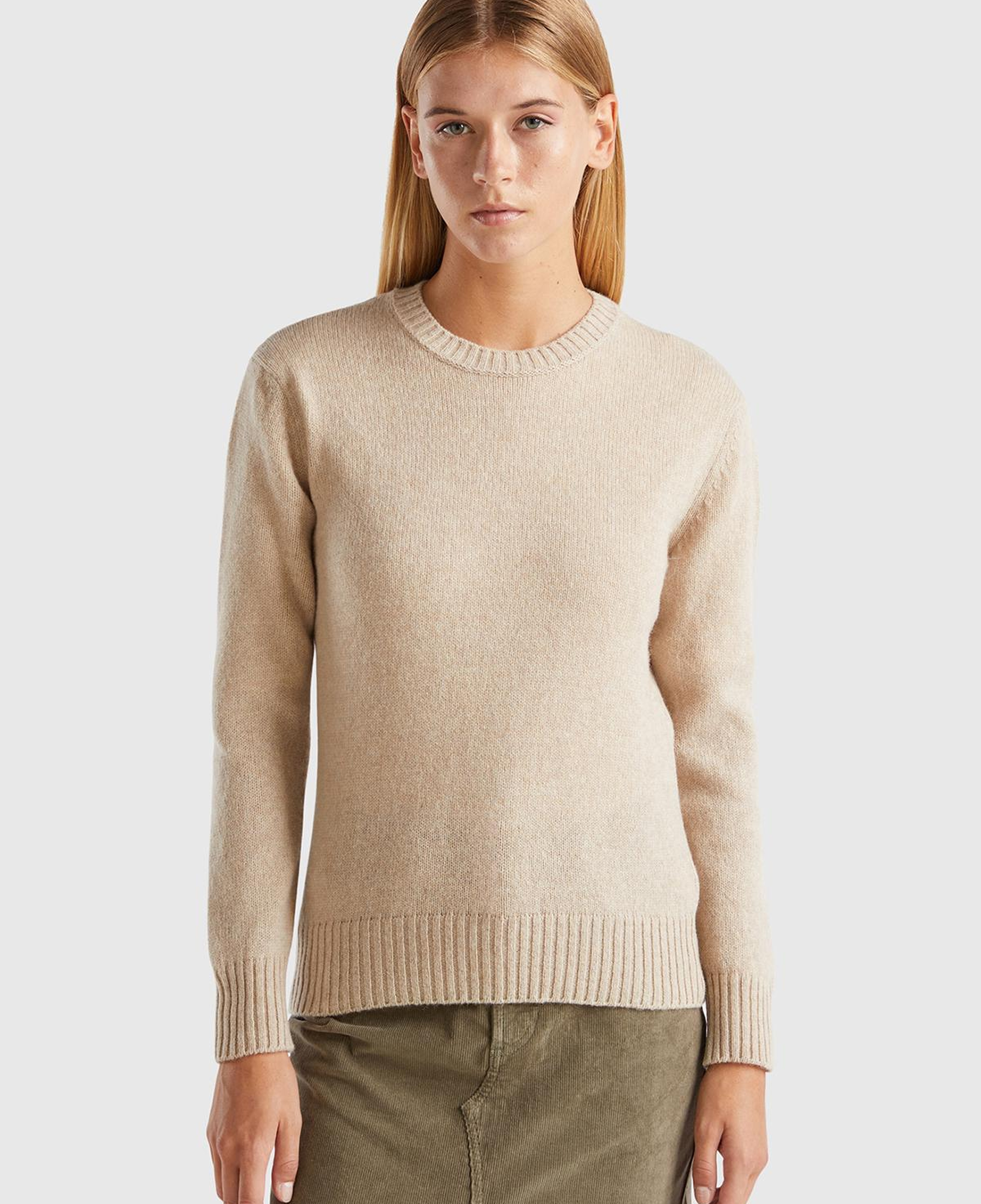 Kadın Ekru Bisiklet Yaka Shetland Kazak