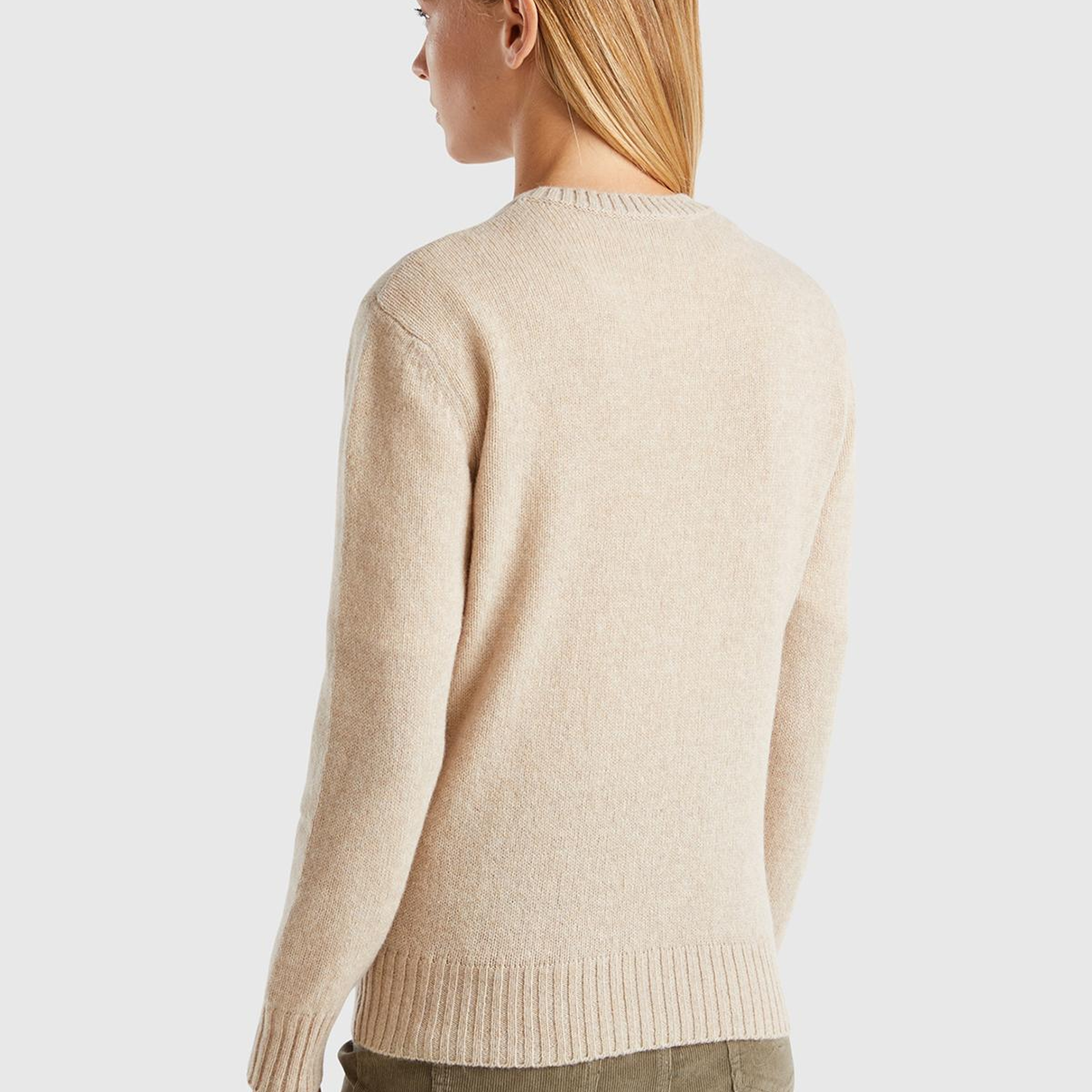 Kadın Ekru Bisiklet Yaka Shetland Kazak