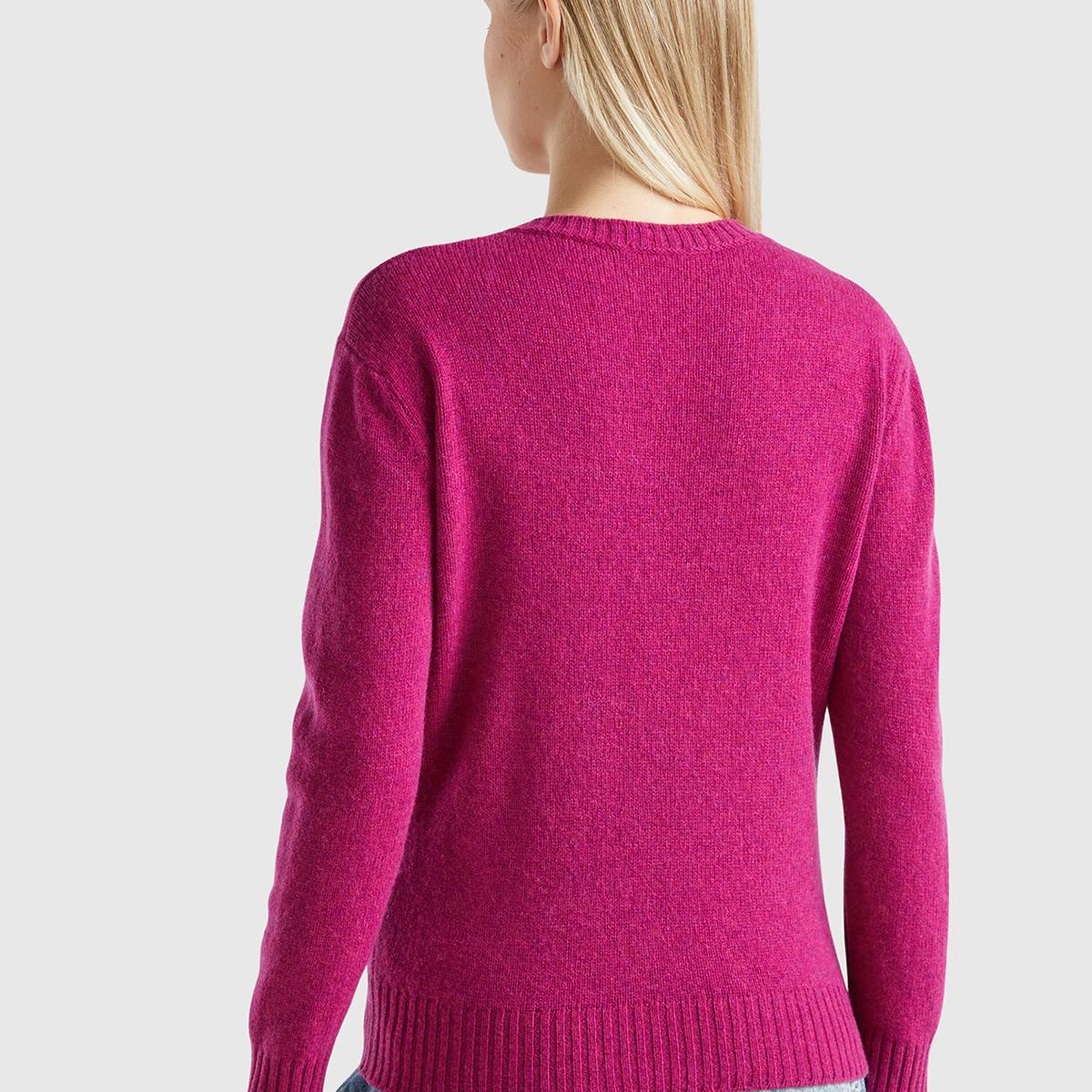 Kadın Fuşya Bisiklet Yaka Shetland Kazak