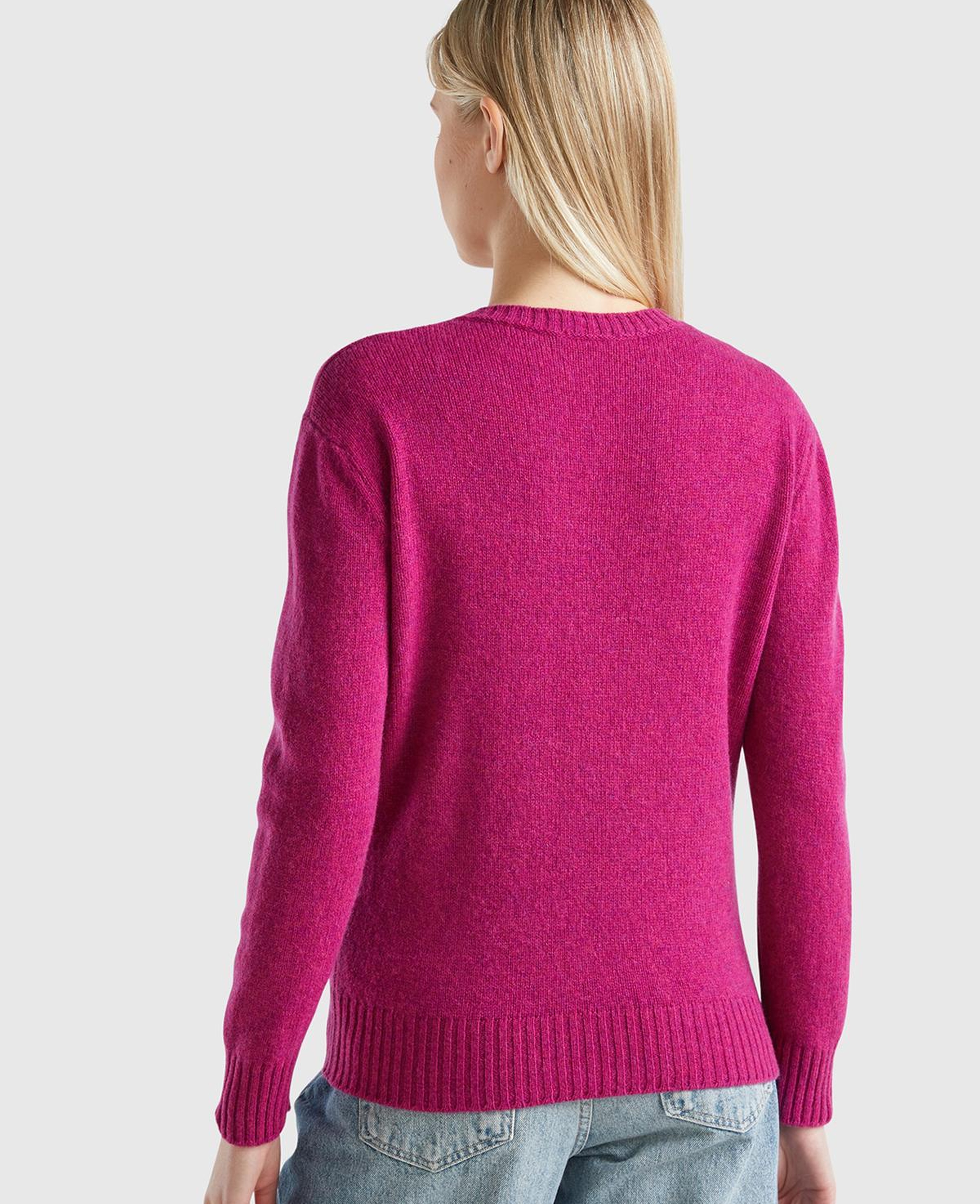 Kadın Fuşya Bisiklet Yaka Shetland Kazak