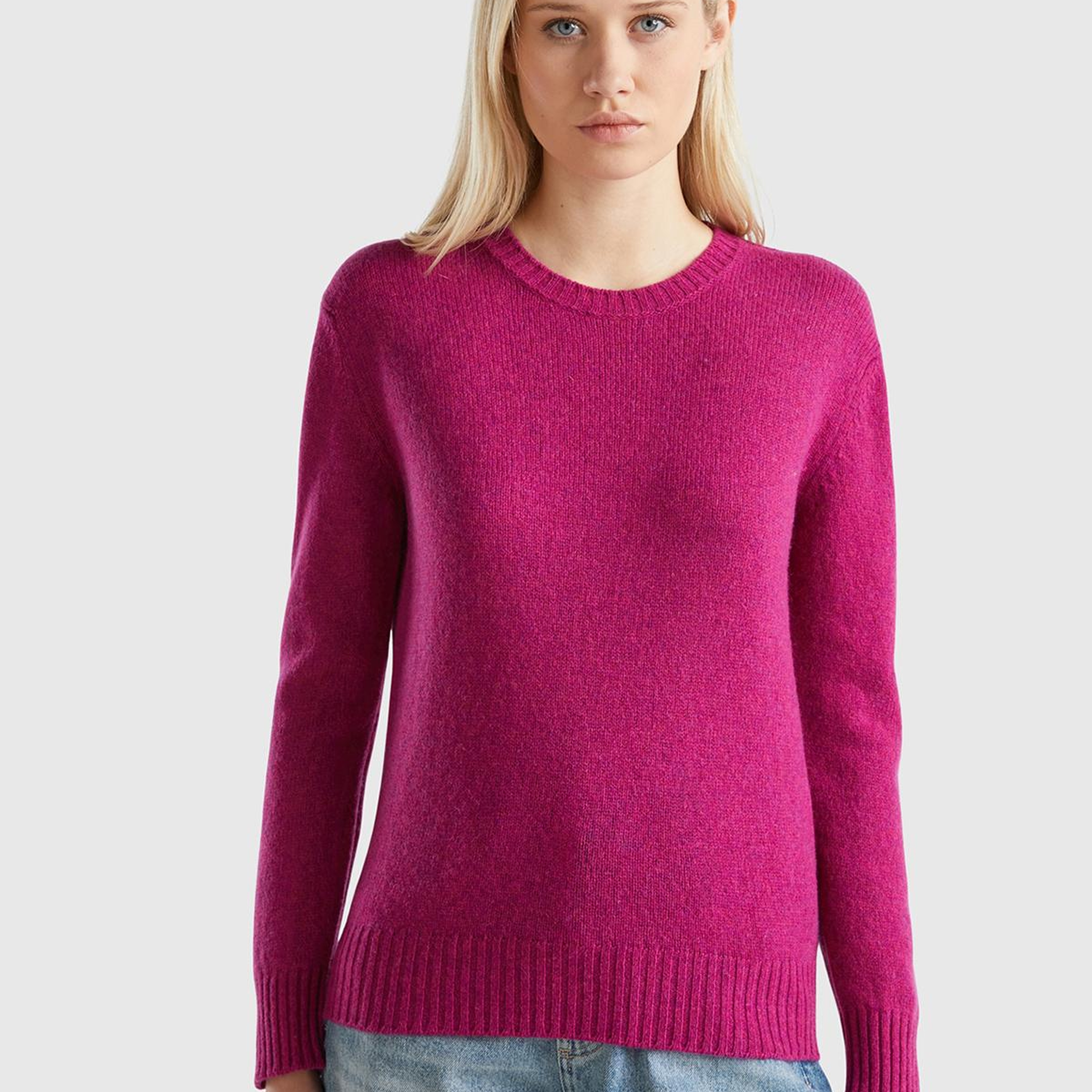 Kadın Fuşya Bisiklet Yaka Shetland Kazak